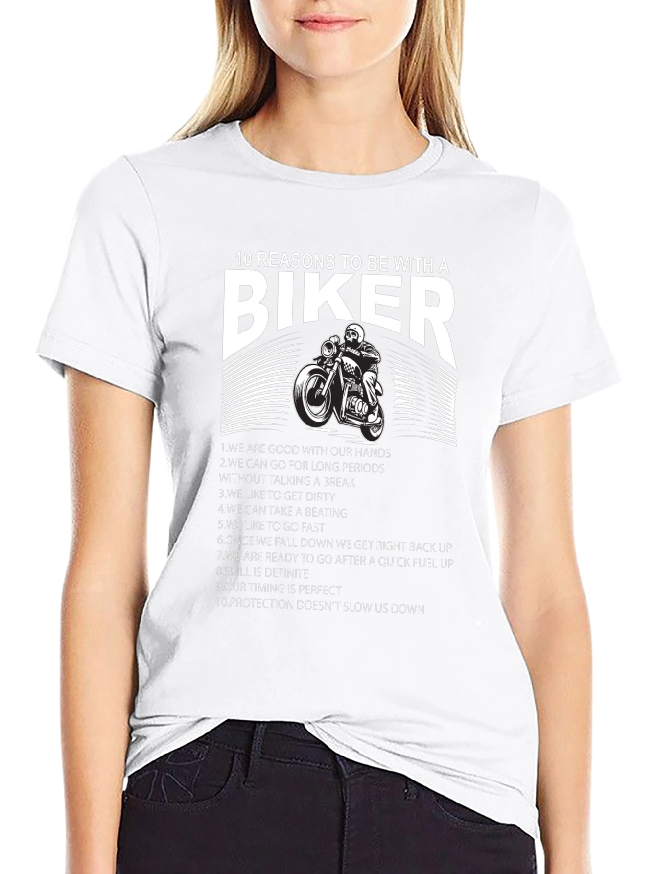 Black 10 Reasons to Date a Biker T-Shirt view 9