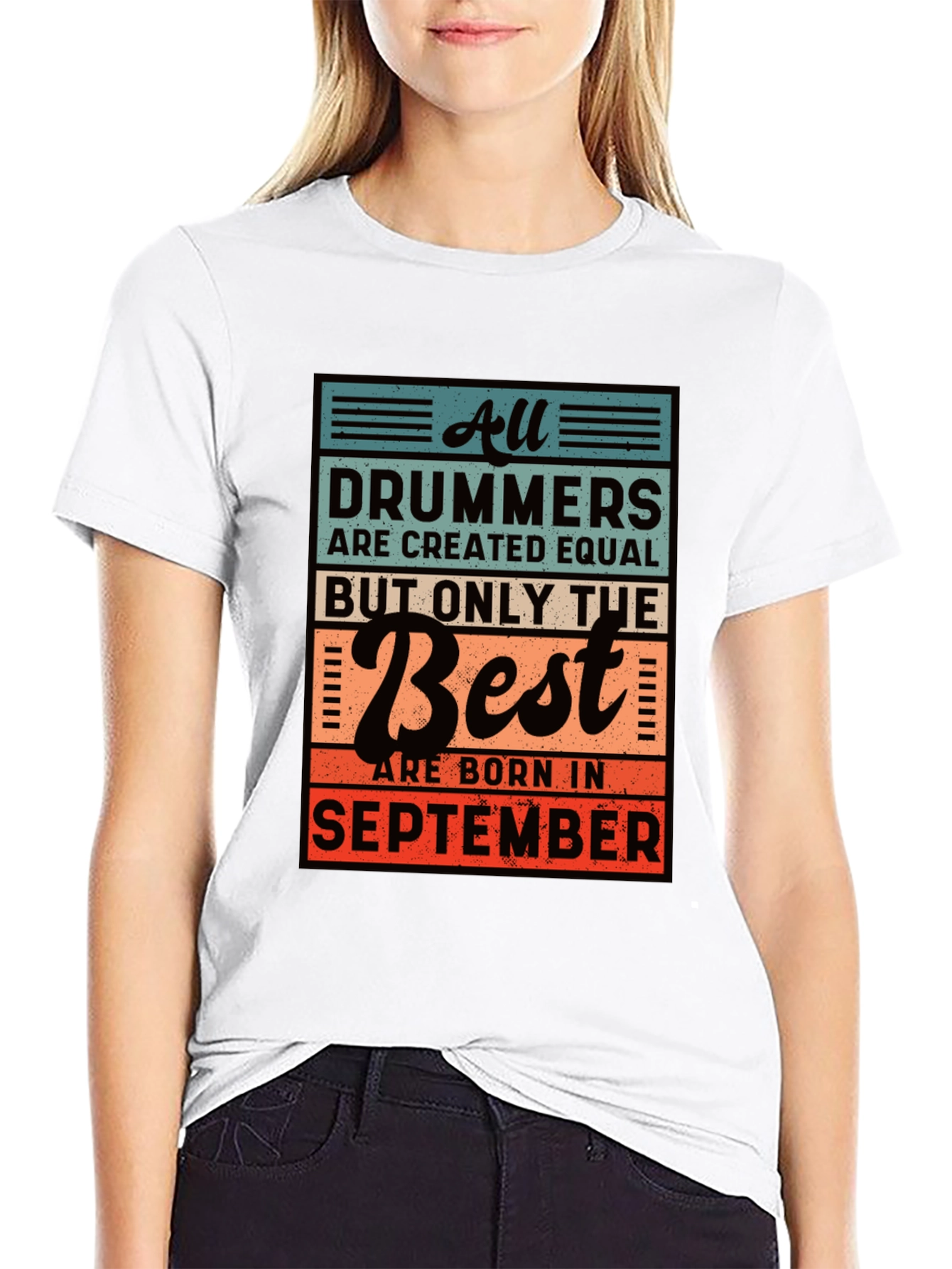 Black Drummer September Birthday T-Shirt view 9