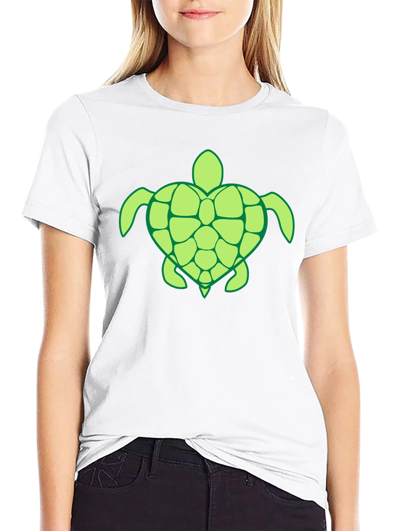 Black Men's Black T-Shirt with Green Turtle Design view 9