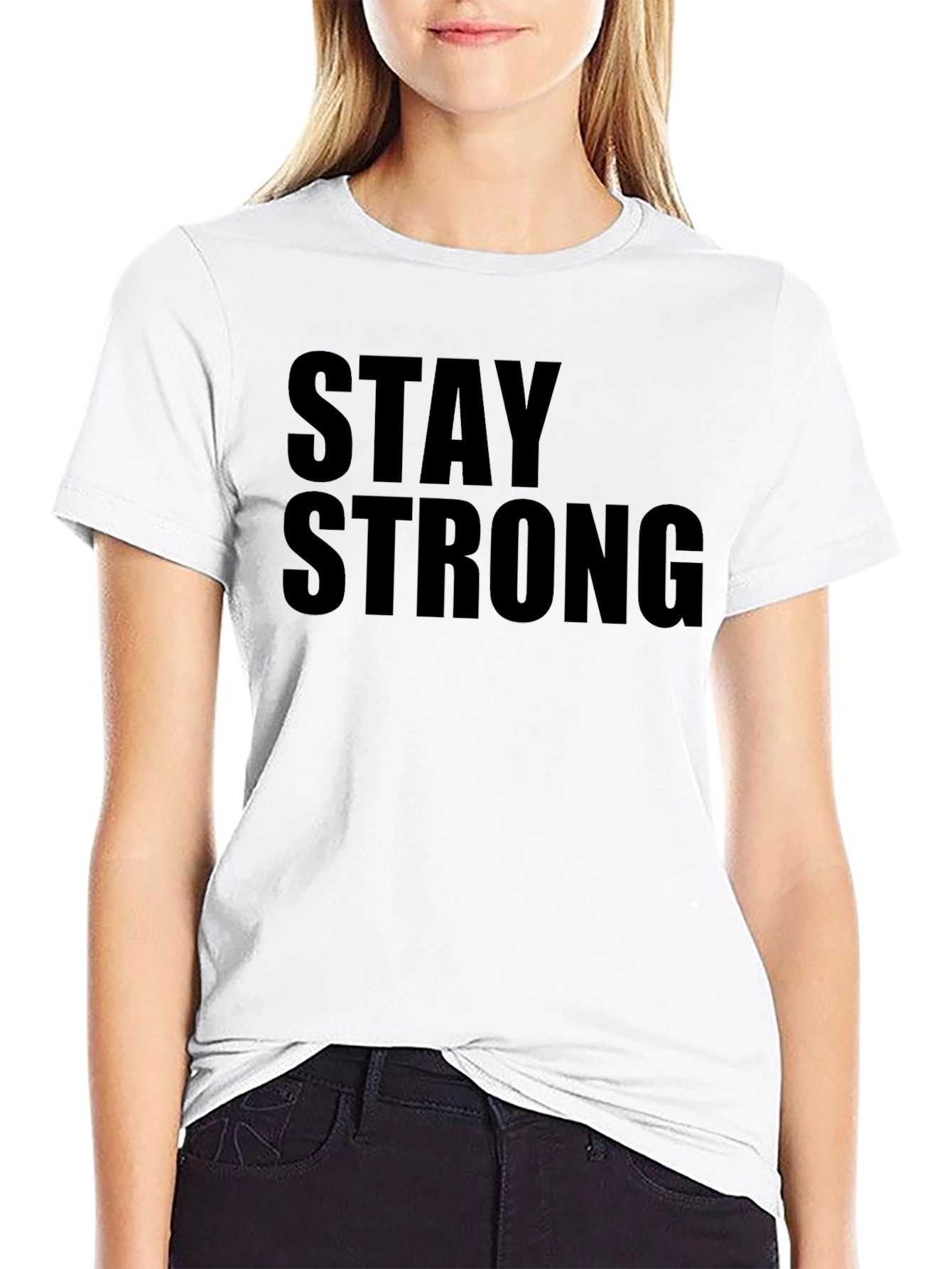 Black Stay Strong Graphic Black T-Shirt view 9