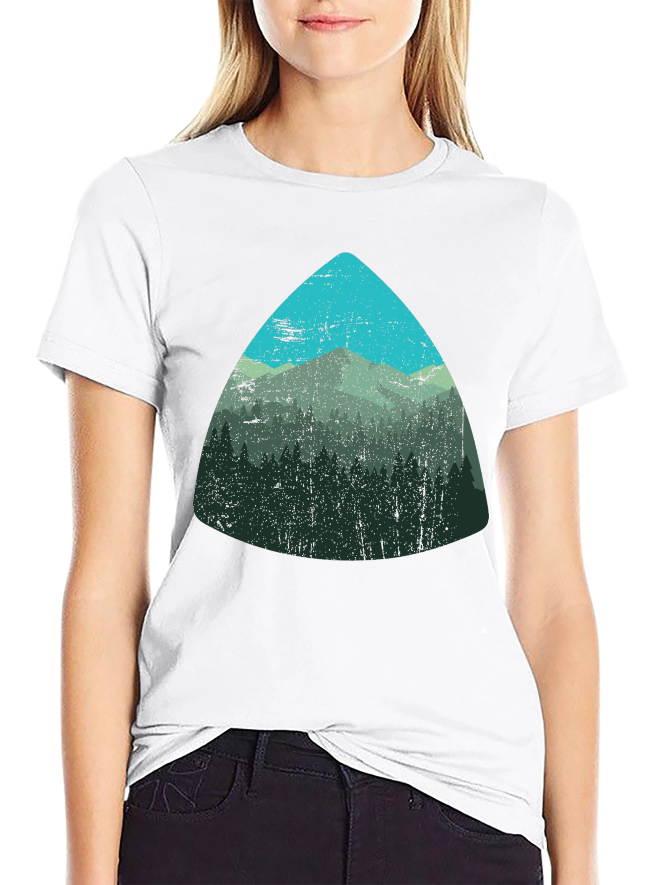 Black Mountain Scene Graphic Tee - Soft Black T-Shirt view 9