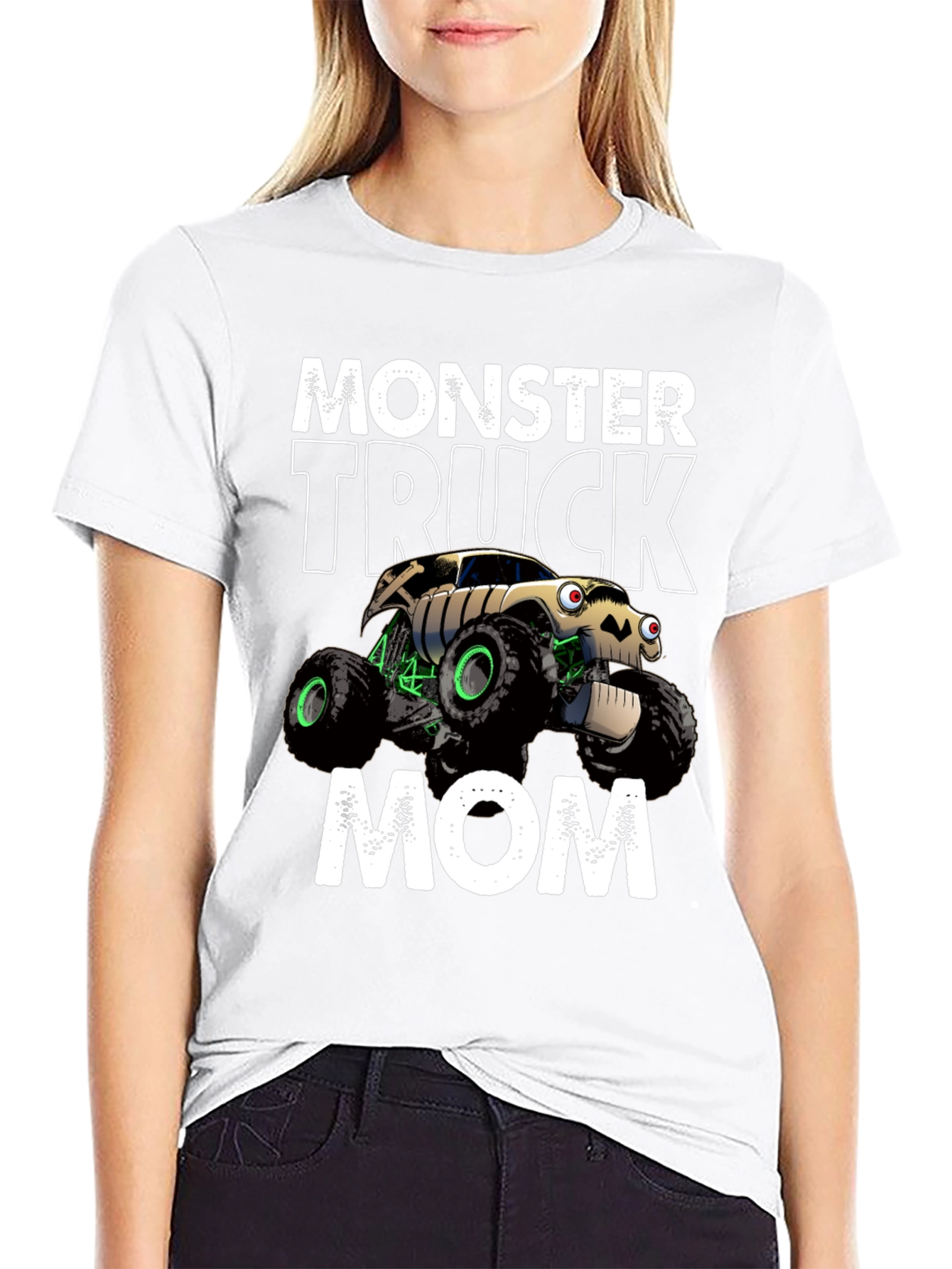 Black Monster Truck Mom T-Shirt - Black Cotton Blend view 9