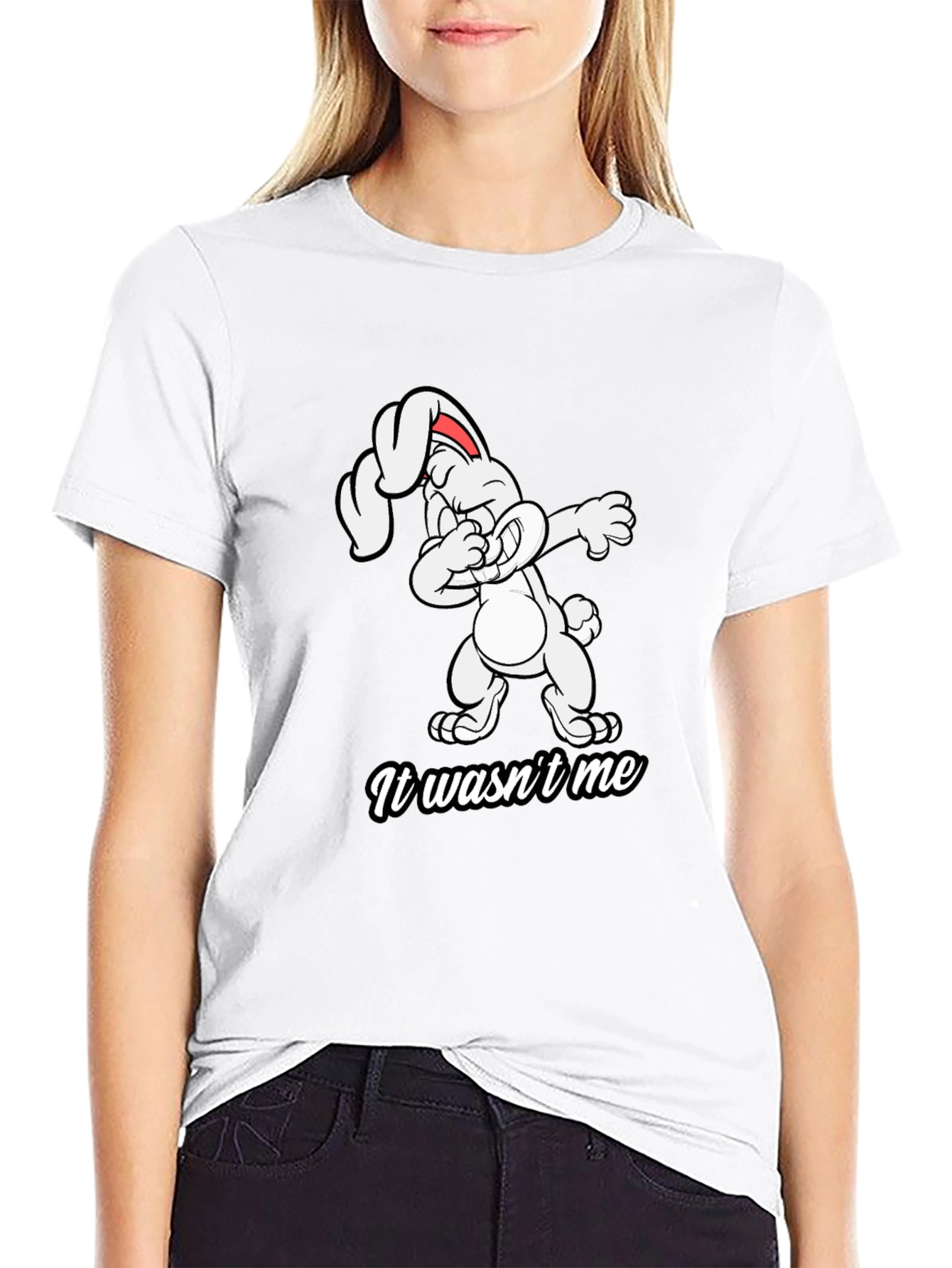 Black Dabbing Bunny T-Shirt - "It Wasn't Me" Design view 9