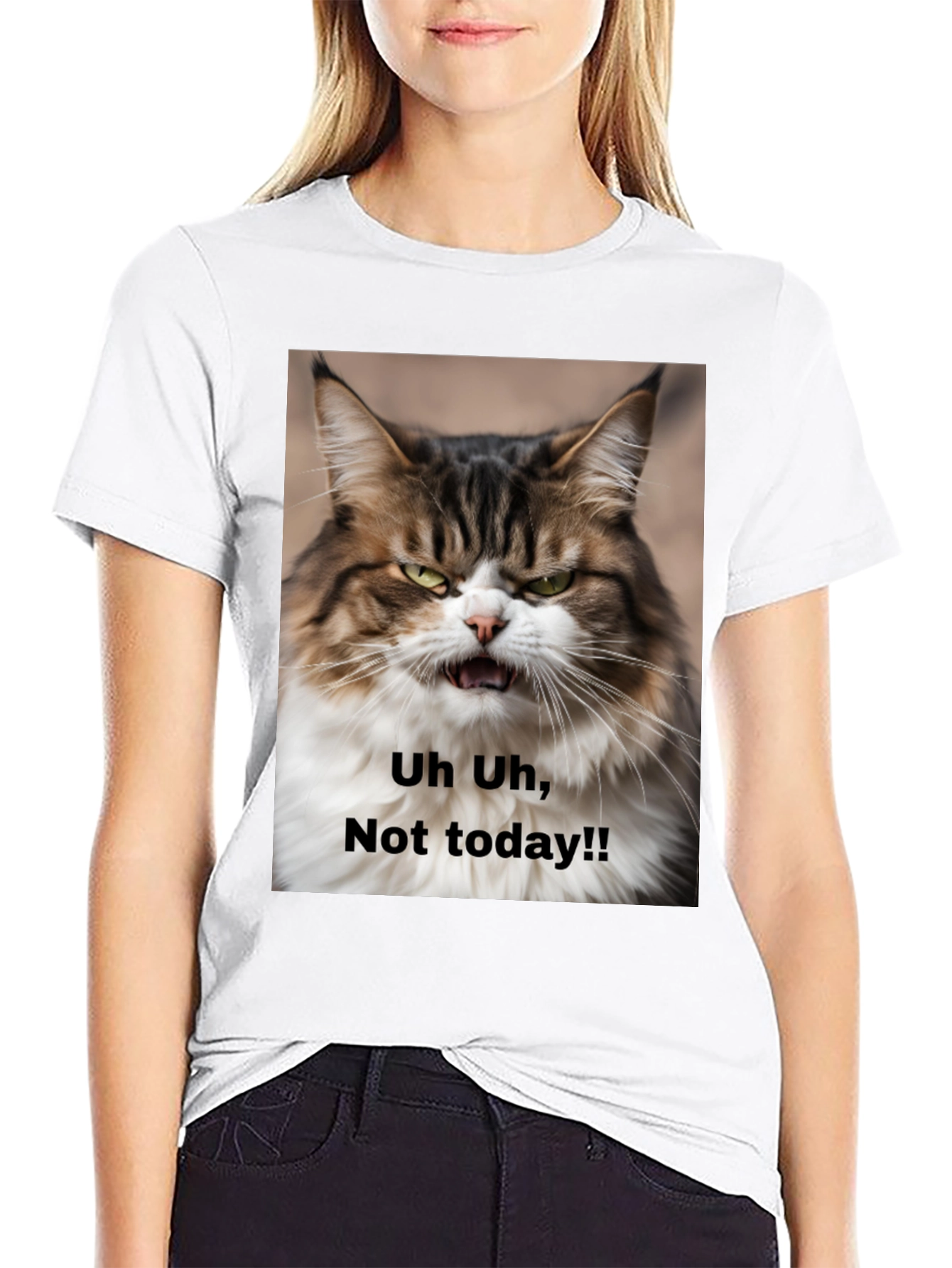 Black Grumpy Cat T-Shirt - "Not Today!" Unisex Black Tee view 9