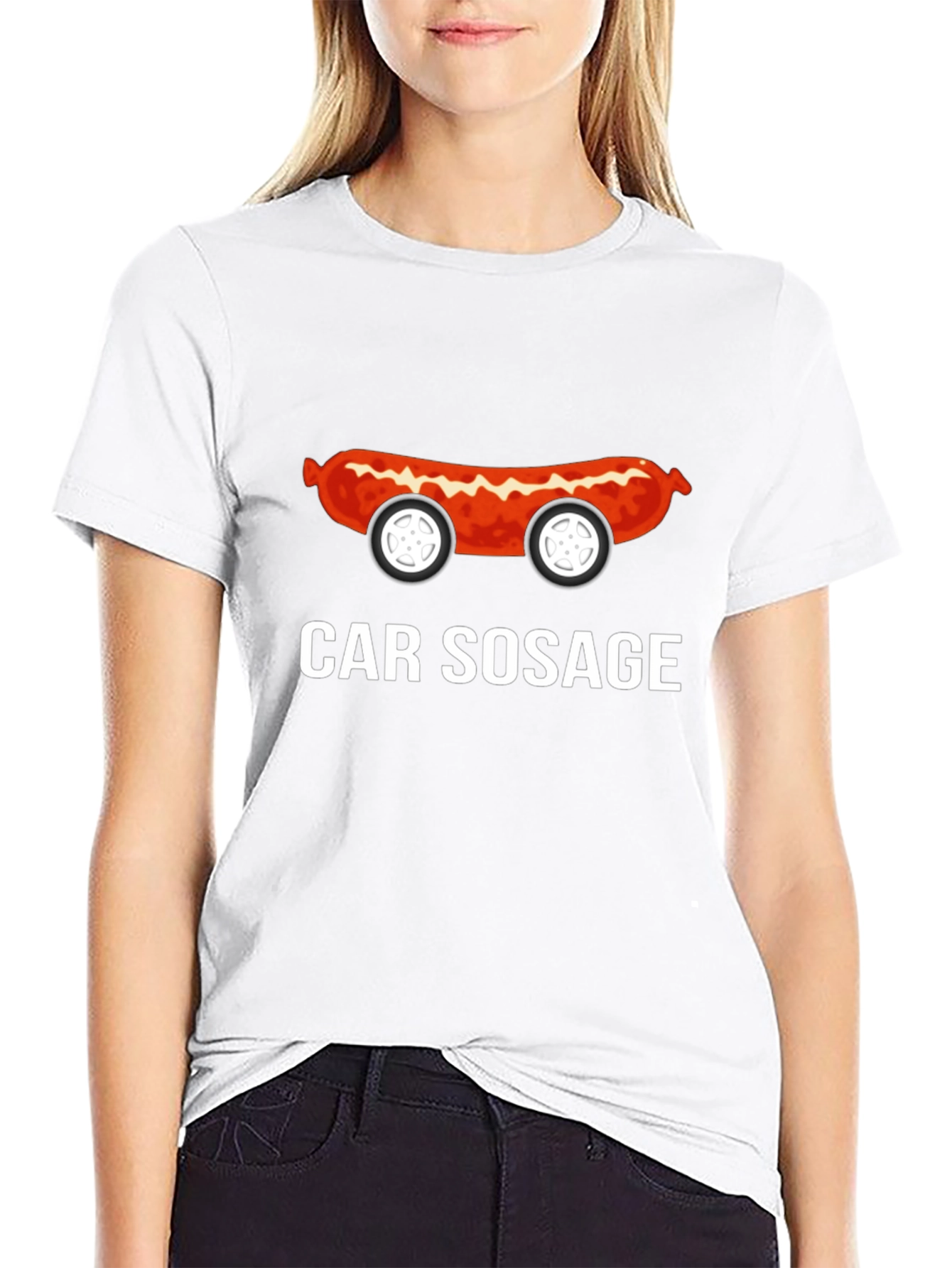Black Funny Car Sosage Graphic T-Shirt view 9