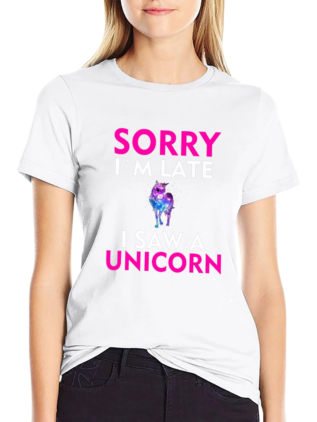 Black Sorry I'm Late I Saw a Unicorn T-Shirt view 9