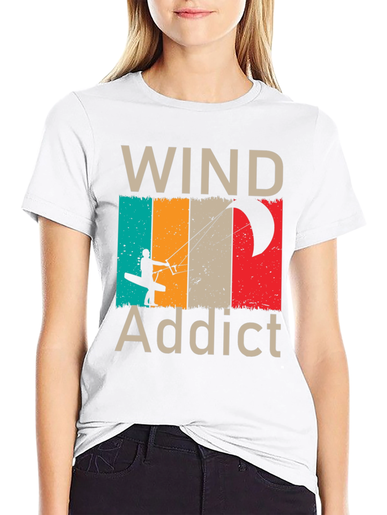 Black Wind Addict T-Shirt - Kiteboarding Design view 9