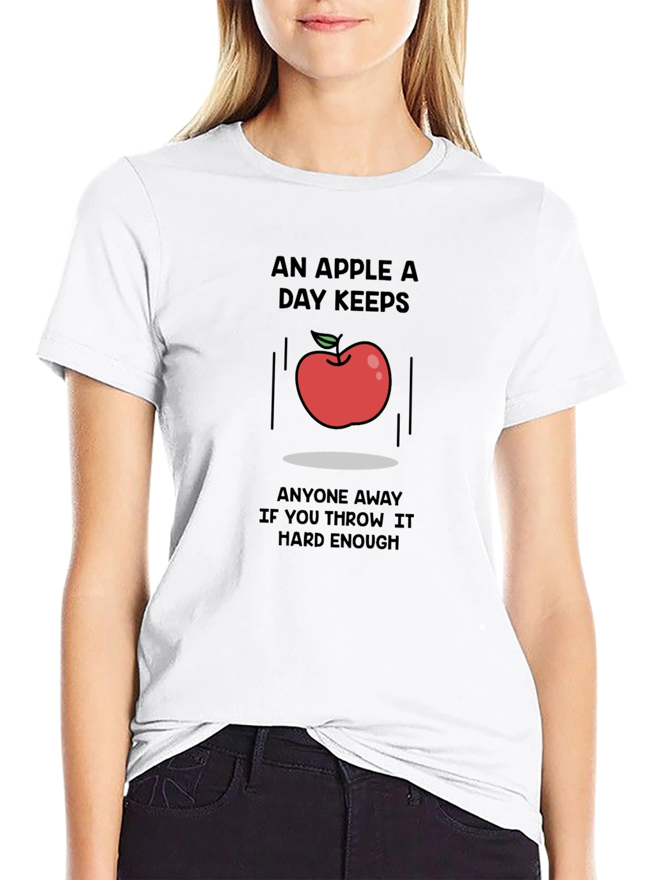Black Humorous Apple Throwing T-Shirt view 9
