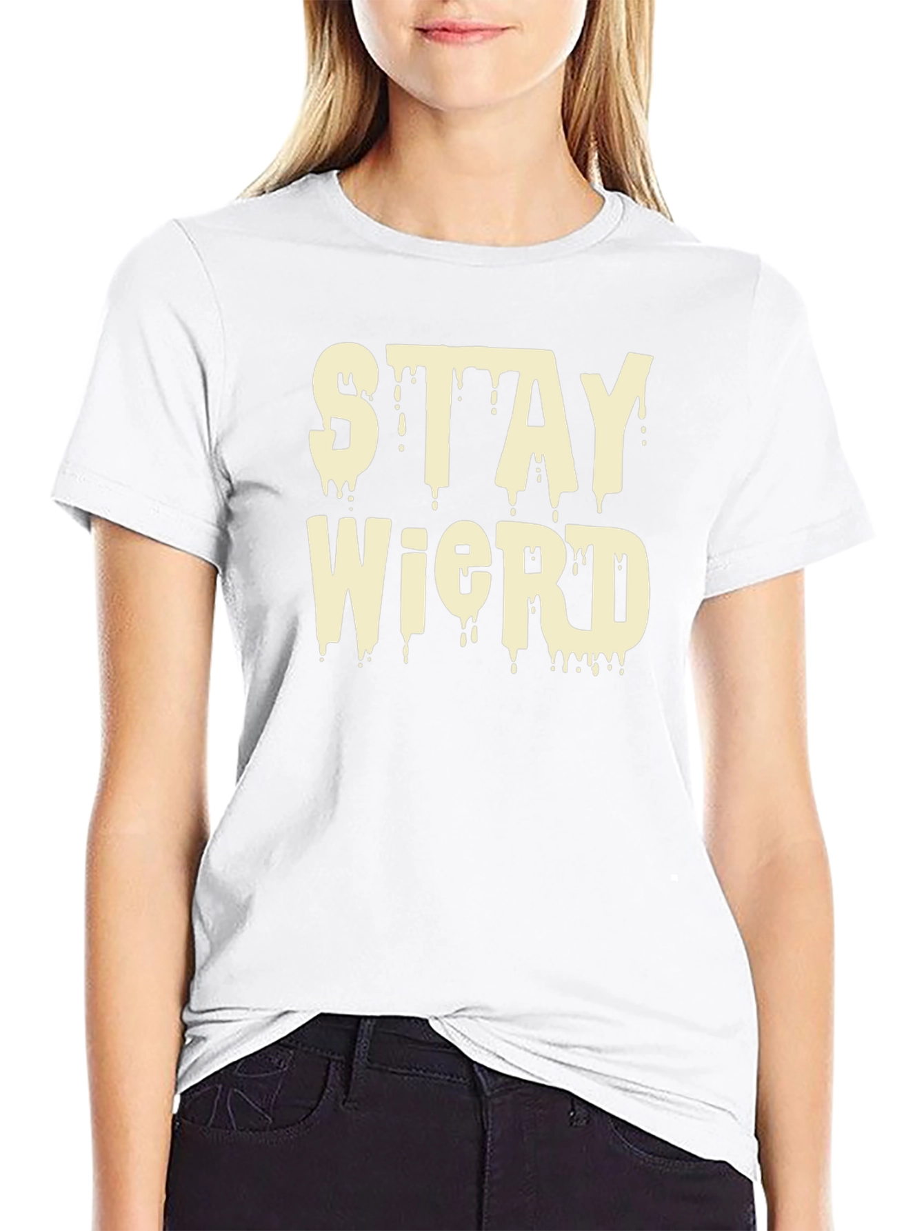 Black Stay Weird Black Graphic T-Shirt view 9