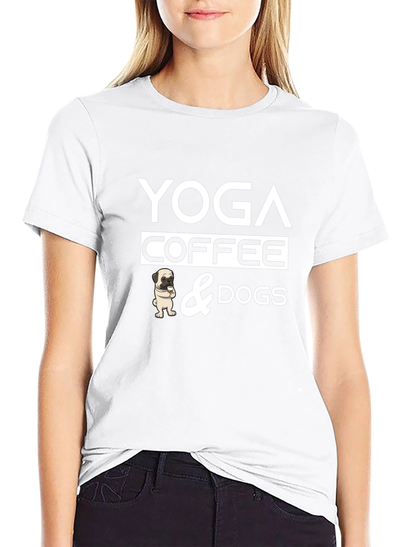 Black Yoga Coffee and Dogs Graphic Tee view 9