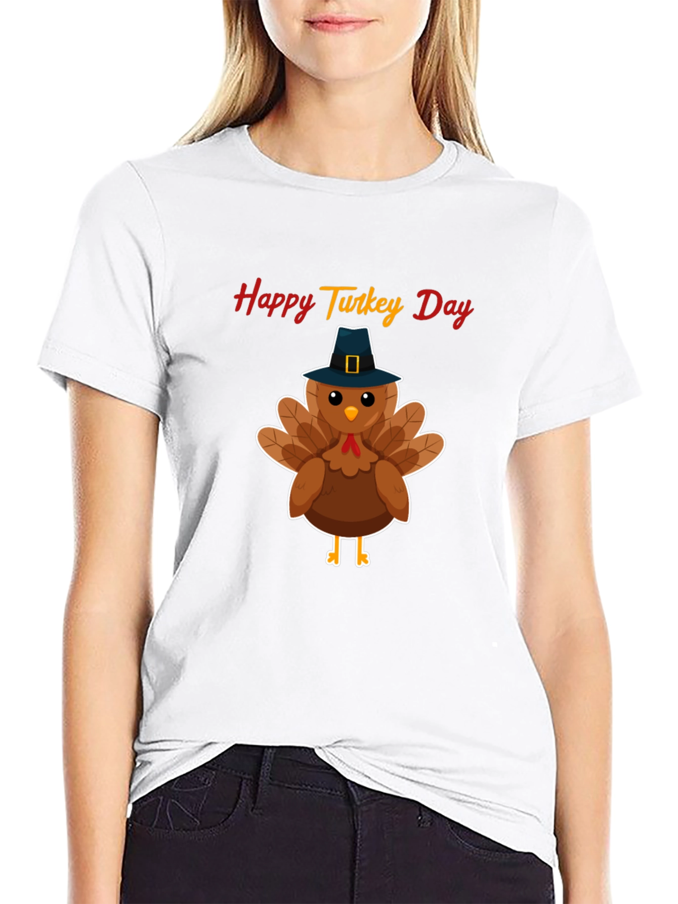 Black Happy Turkey Day T-Shirt view 9