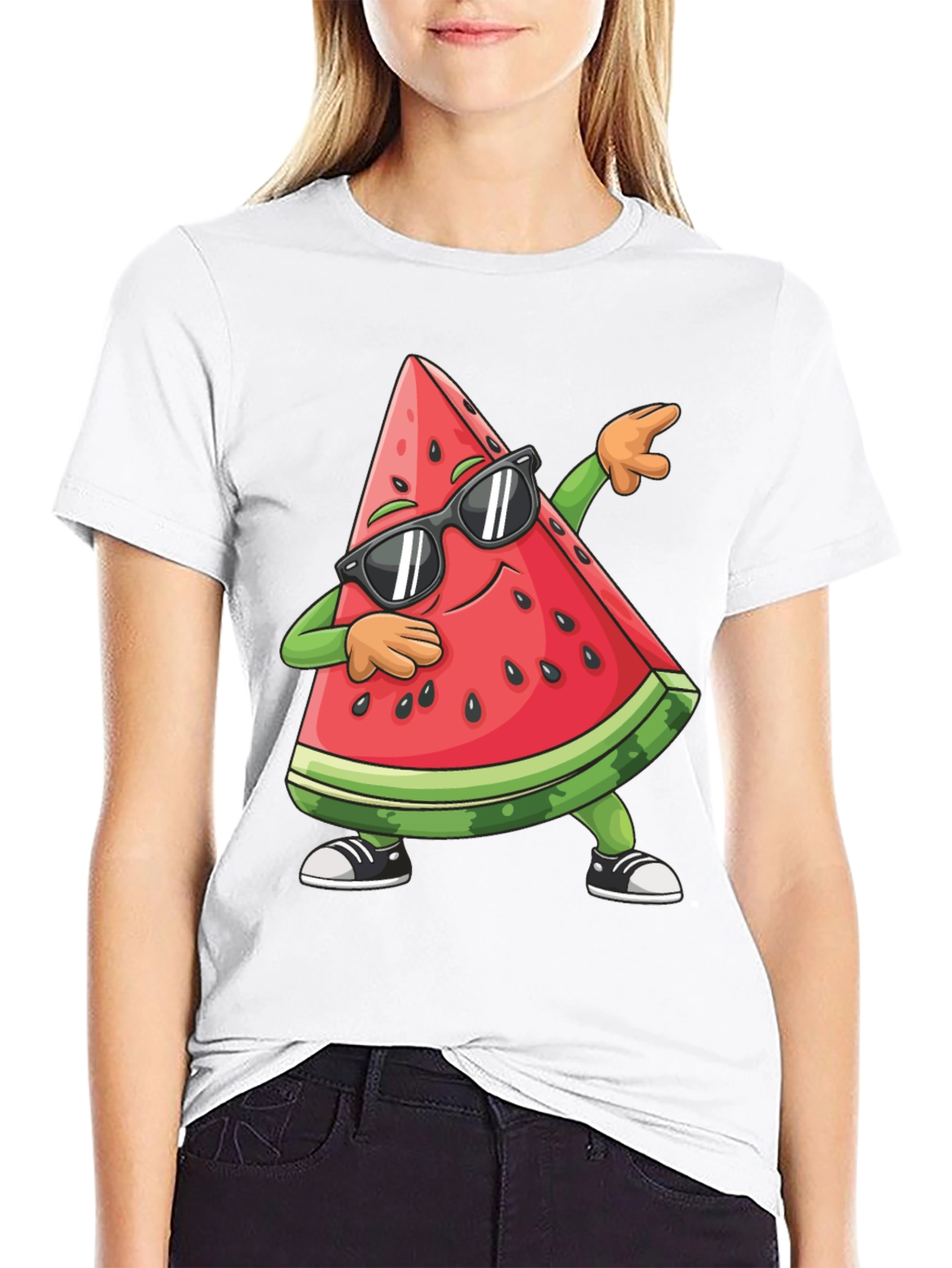 Black Cool Watermelon Dab T-Shirt - Summer Fun! view 9