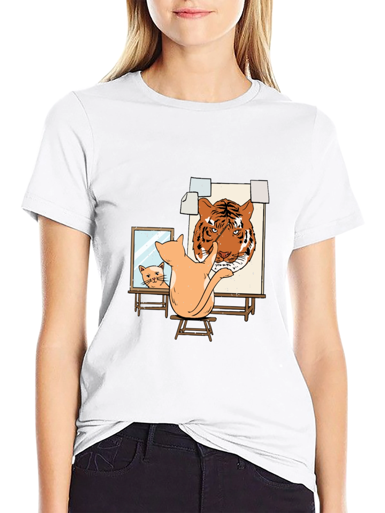 Black Cat Painting Tiger T-Shirt - Artistic & Unique Design view 9