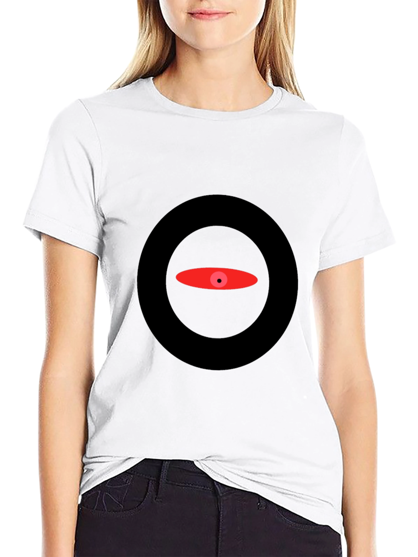 Black Abstract Eye Graphic Black T-Shirt view 9