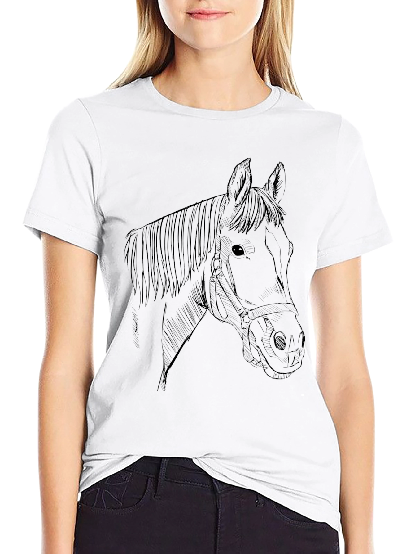 Black Black Horse Outline Graphic Tee view 9