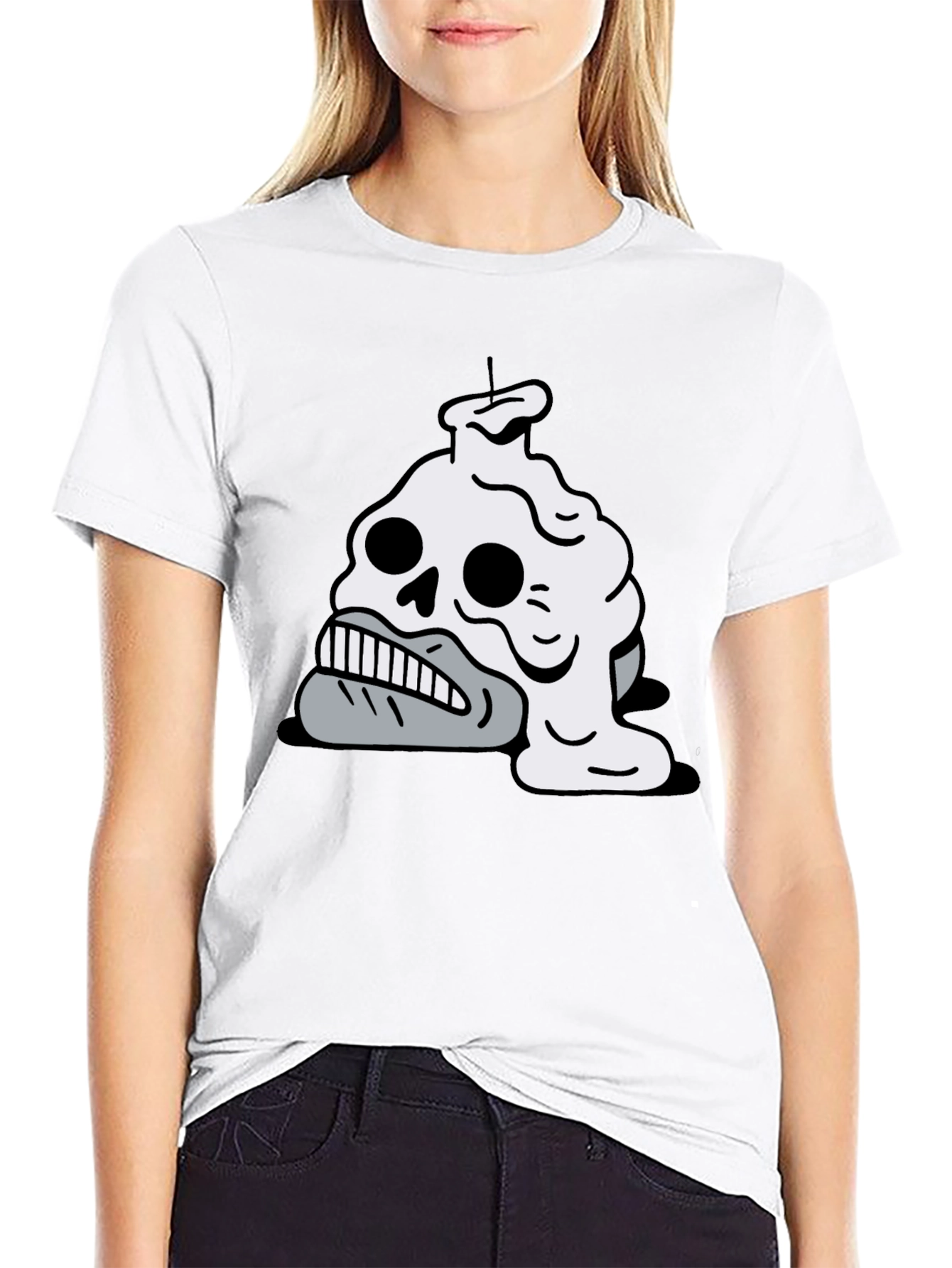 Black Melting Skull Candle Graphic T-Shirt view 9