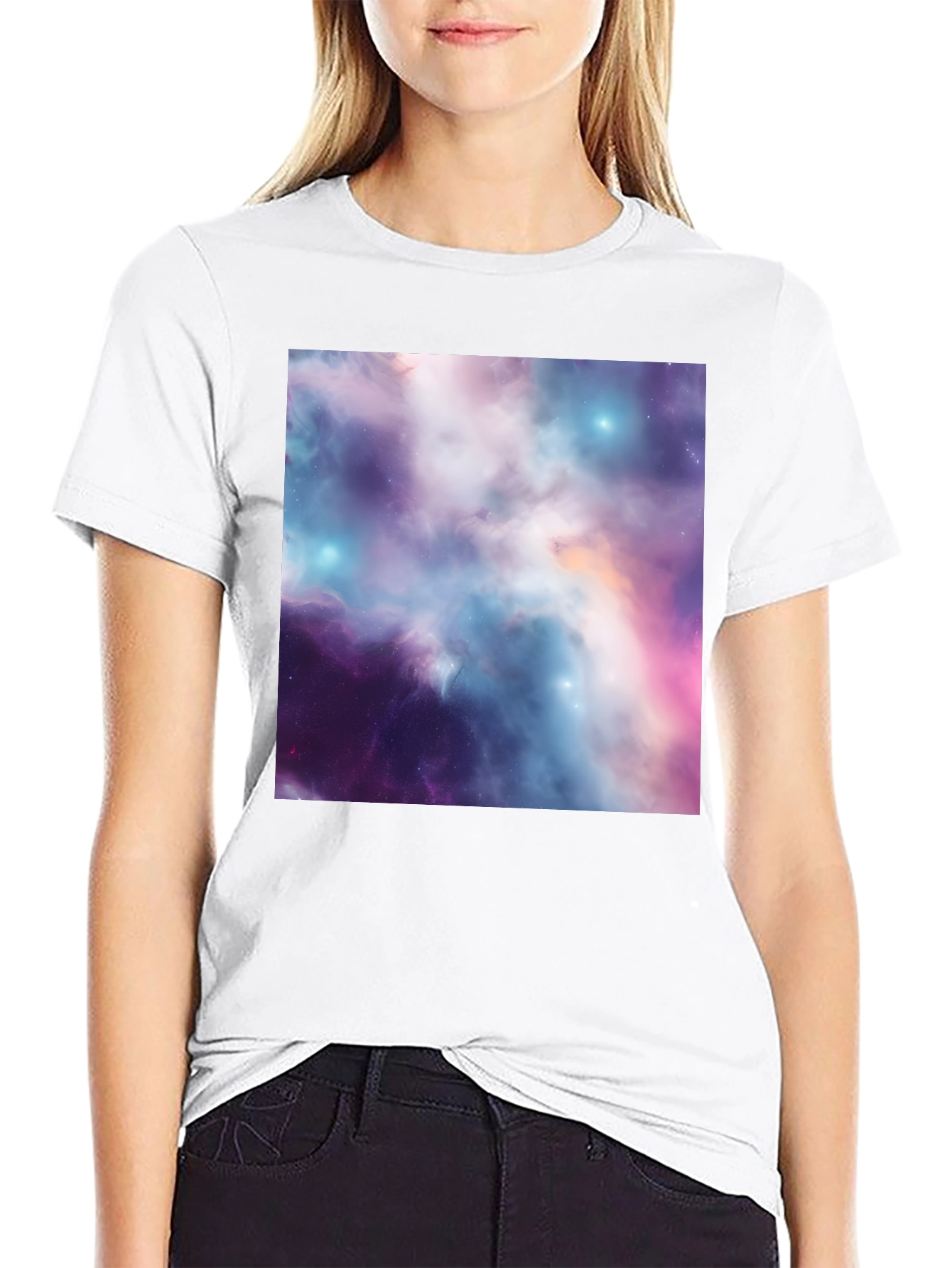 Black Nebula Print Black T-Shirt view 9