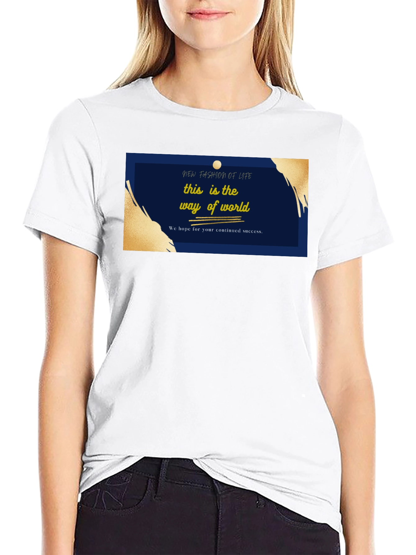 Black Stylish Black T-Shirt with 'New Fashion of Life' Graphic view 9