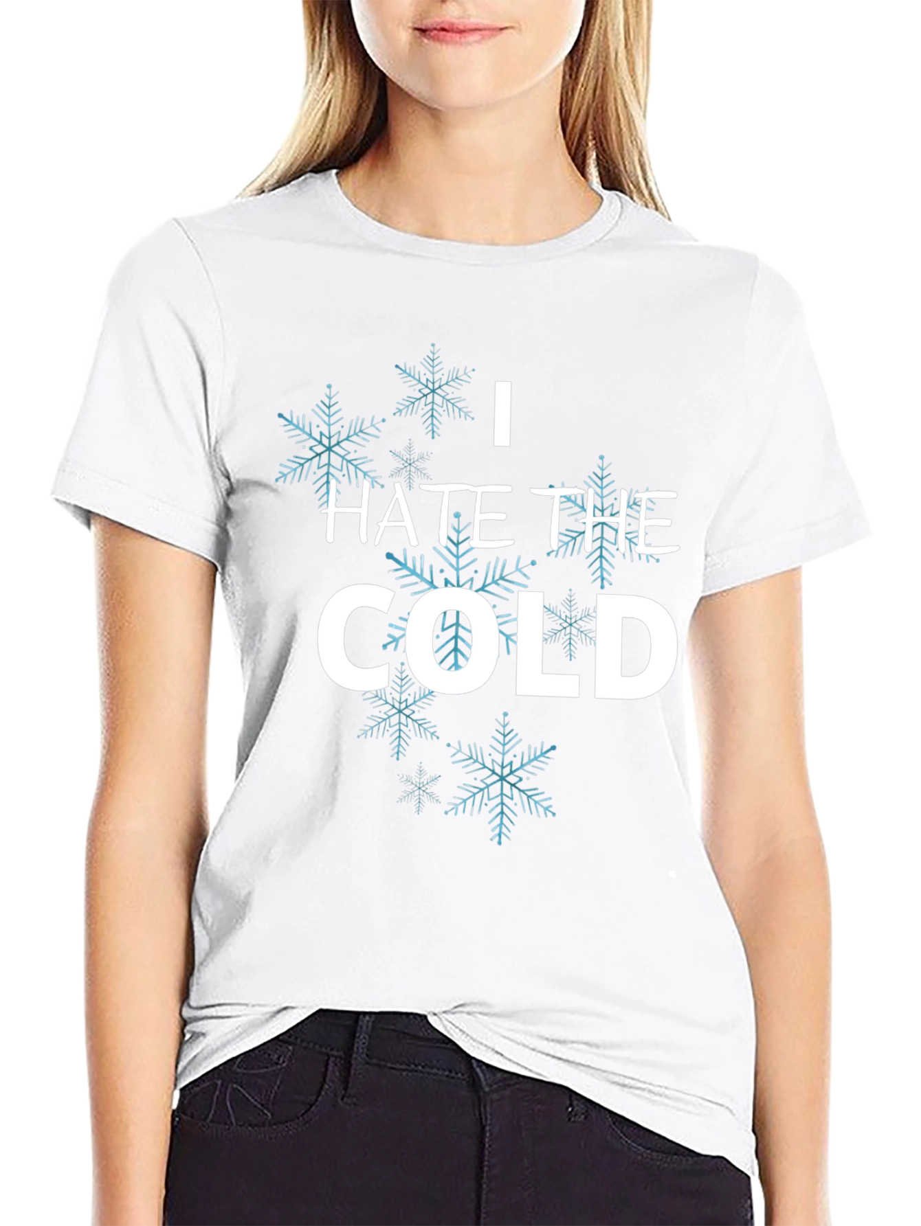 Black I Hate the Cold Snowflake T-Shirt - Unisex Black Tee view 9