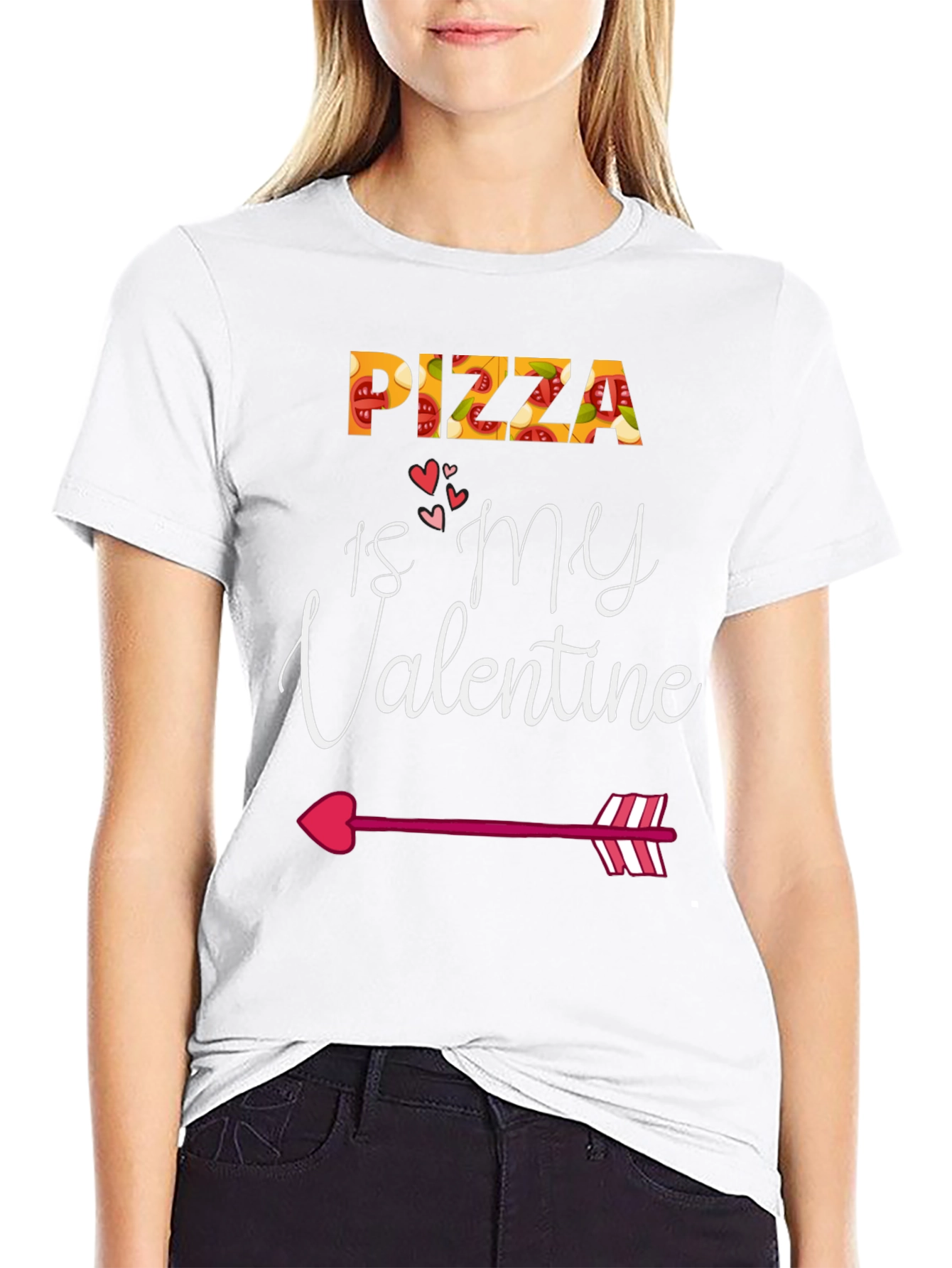 Black Pizza Is My Valentine Graphic Tee view 9