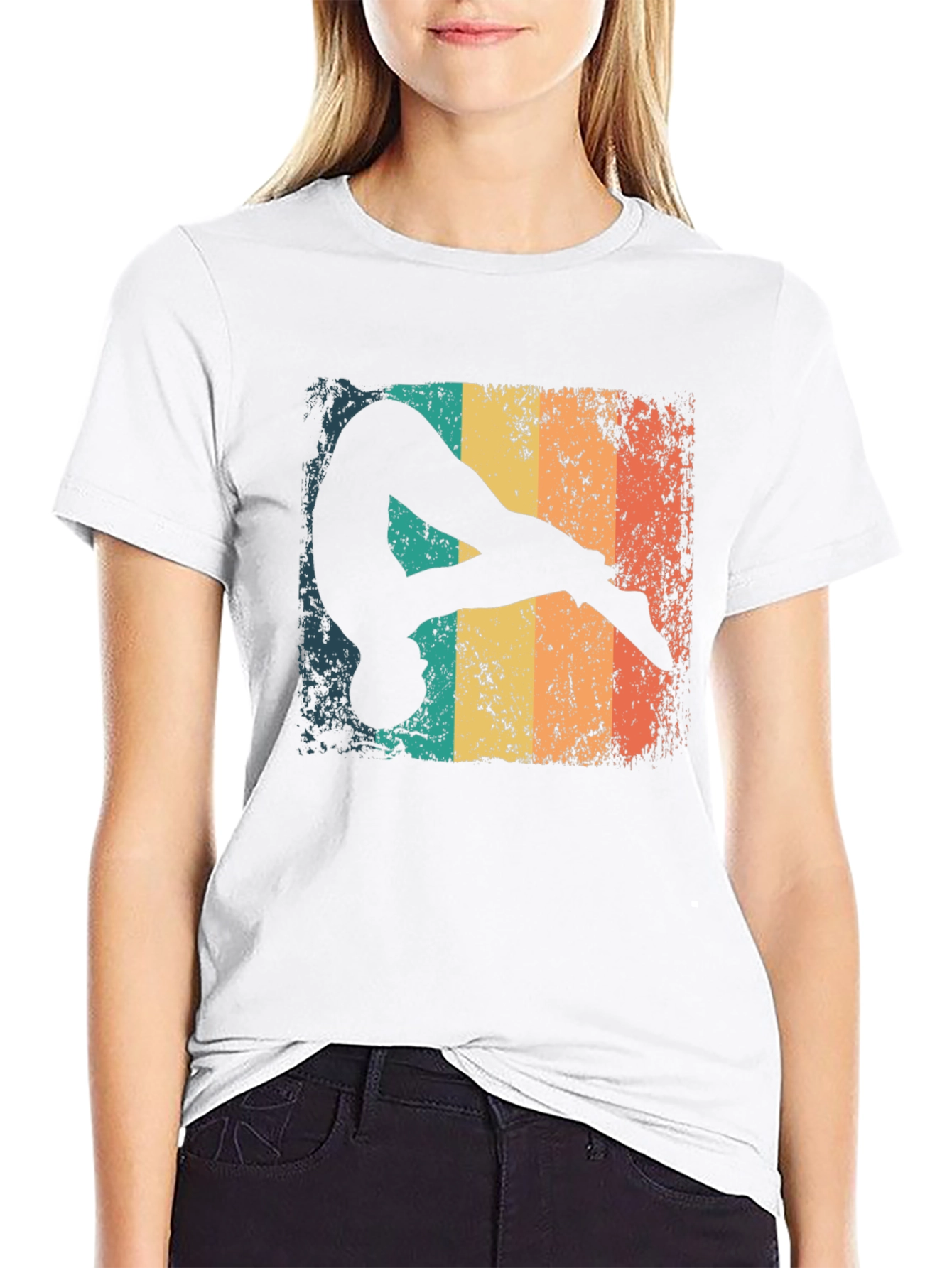 Black Retro Gymnast Graphic T-Shirt view 9