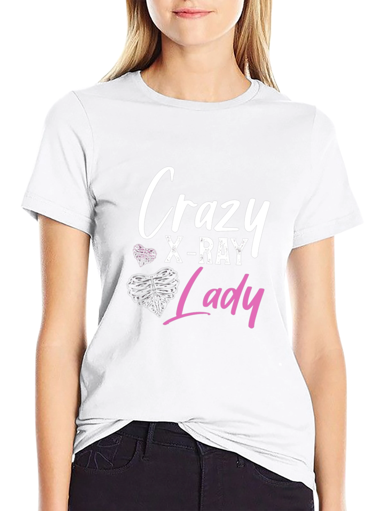 Black Crazy X-Ray Lady Graphic Tee - Radiology Gift view 9
