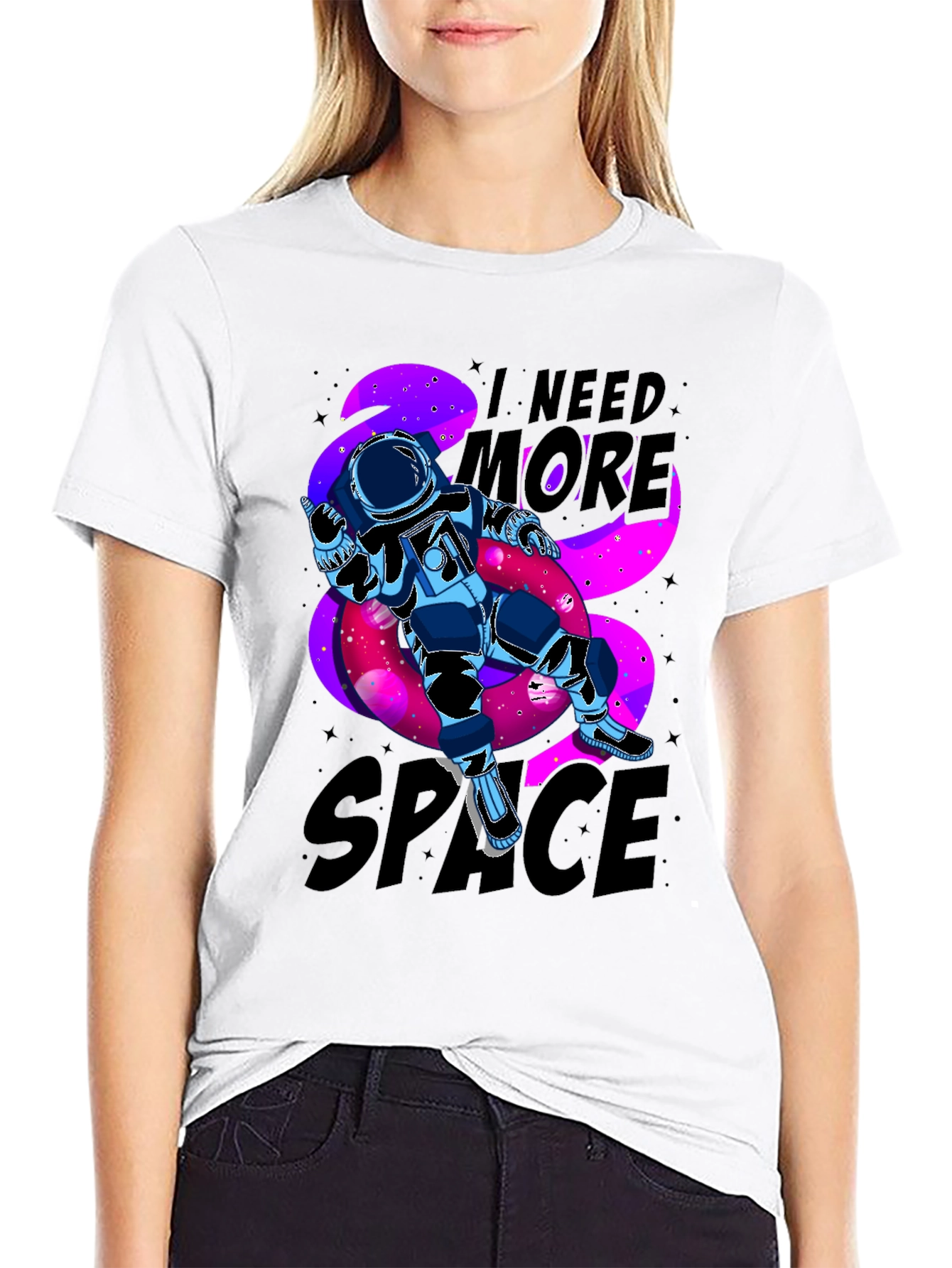 Black I Need More Space Astronaut Graphic T-Shirt view 9