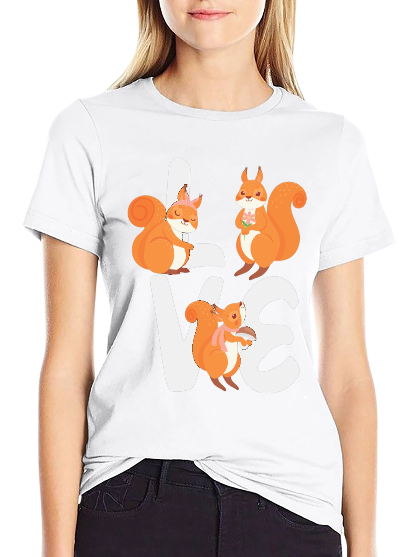 Black Squirrel Love Graphic T-Shirt - Adorable Animal Tee view 9