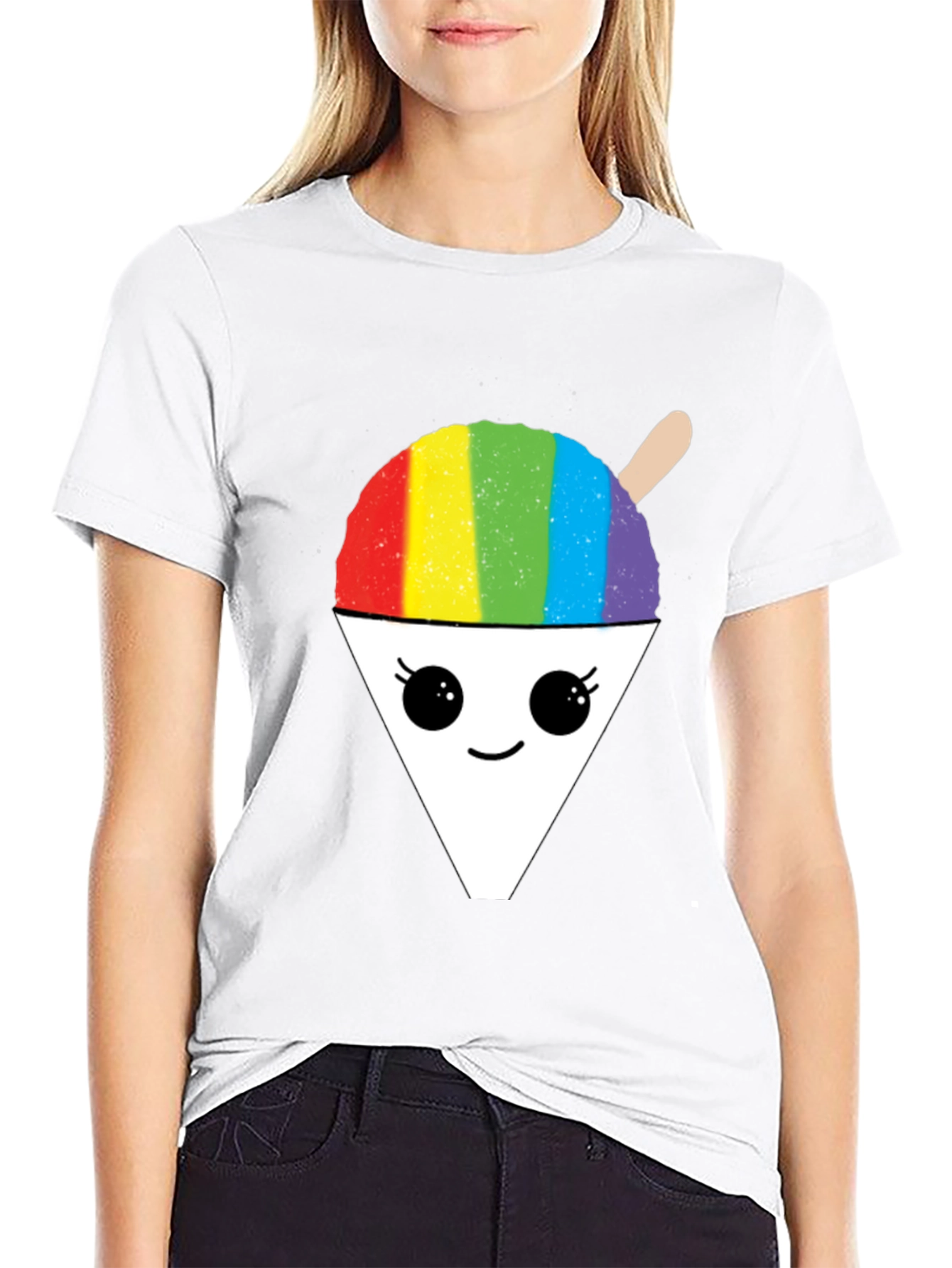Black Rainbow Shaved Ice Graphic Tee - Cute Foodie Shirt view 9