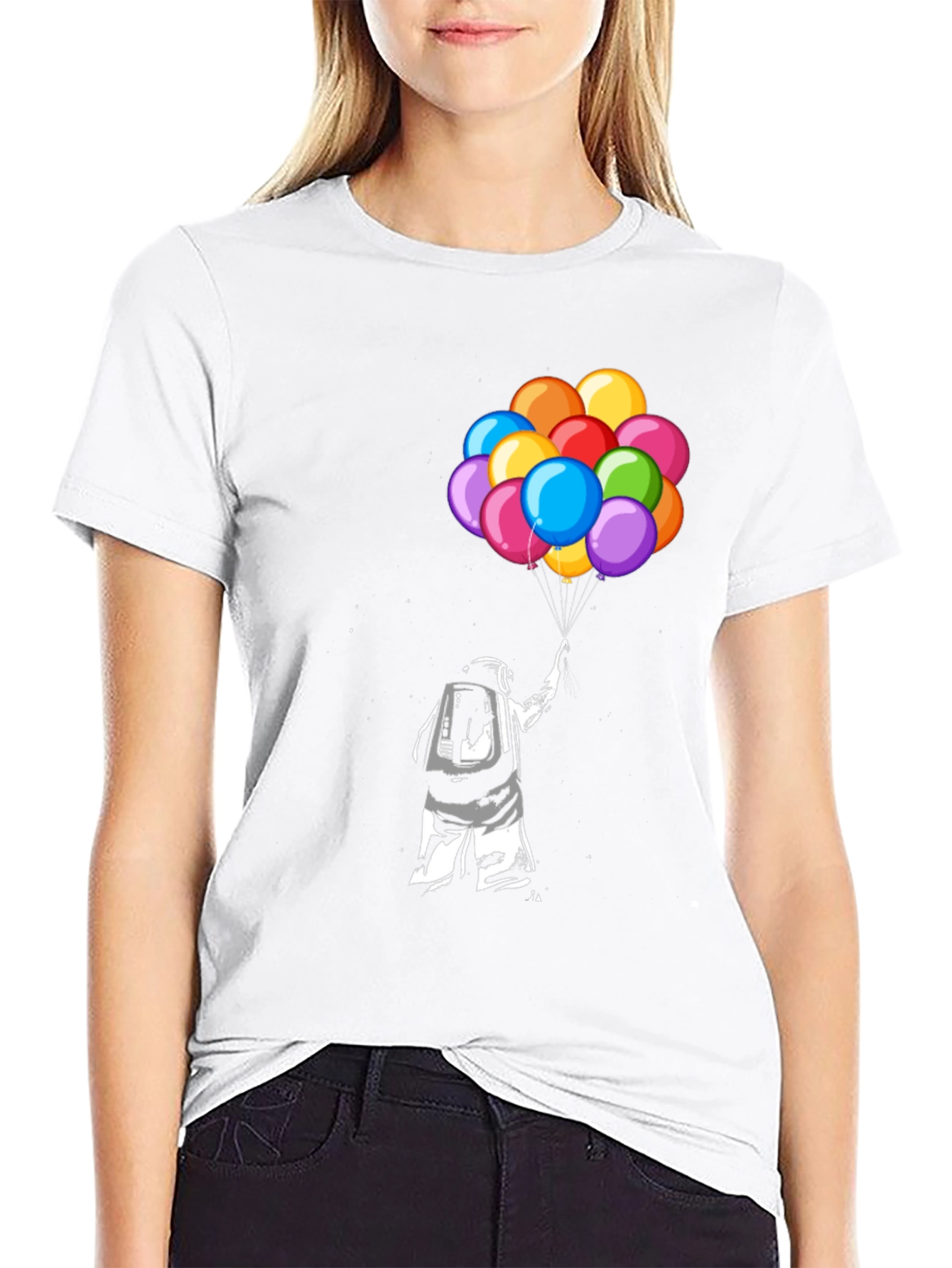 Black Astronaut Holding Balloons Graphic T-Shirt view 9