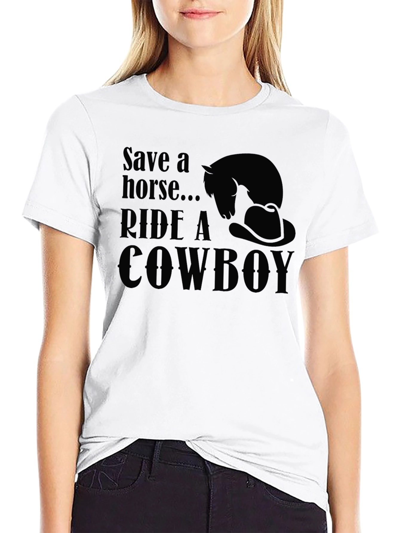 Black Save a Horse Ride a Cowboy Graphic Tee view 9