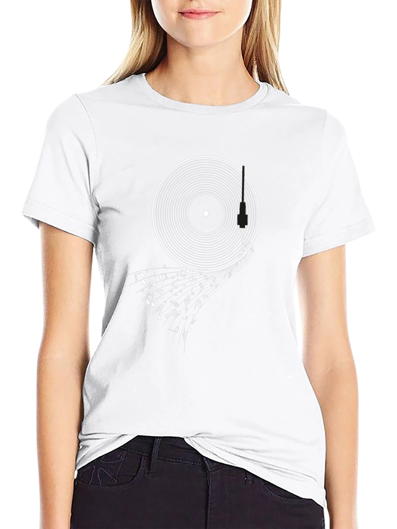 Black Vinyl Record Music Note T-Shirt view 9