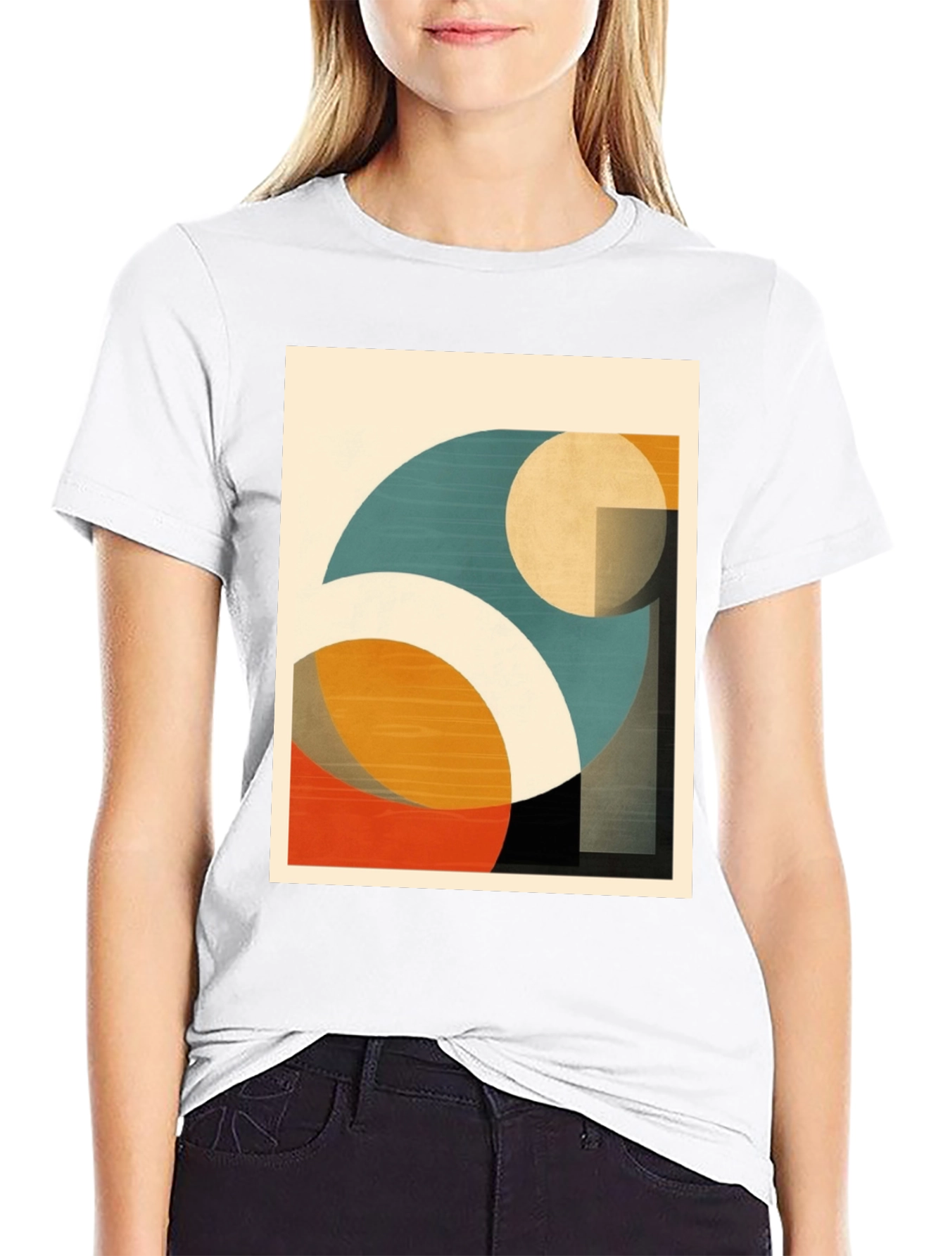 Black Geometric Art T-Shirt: Modern Abstract Design view 9