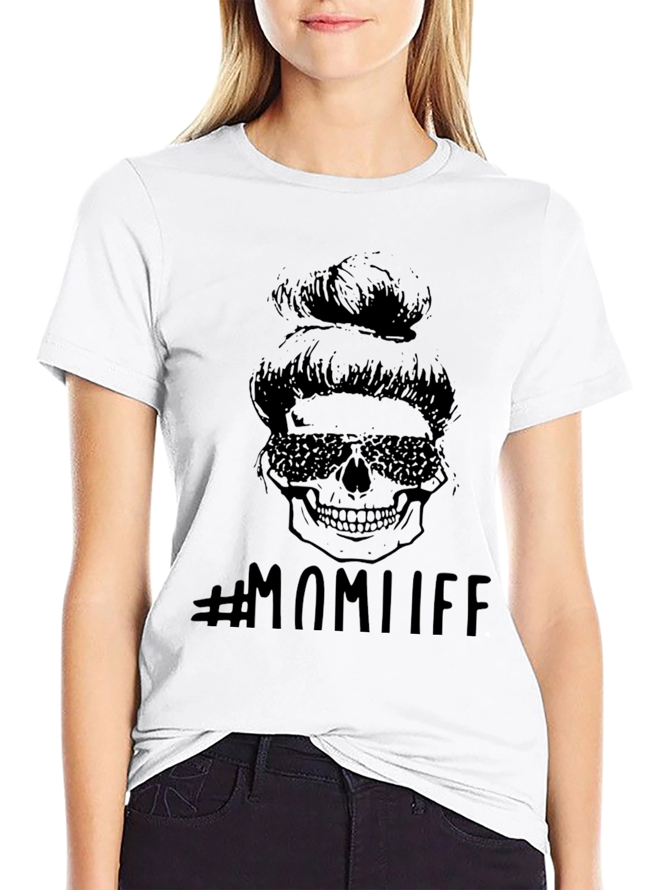Black Mom Life Skull T-Shirt view 9