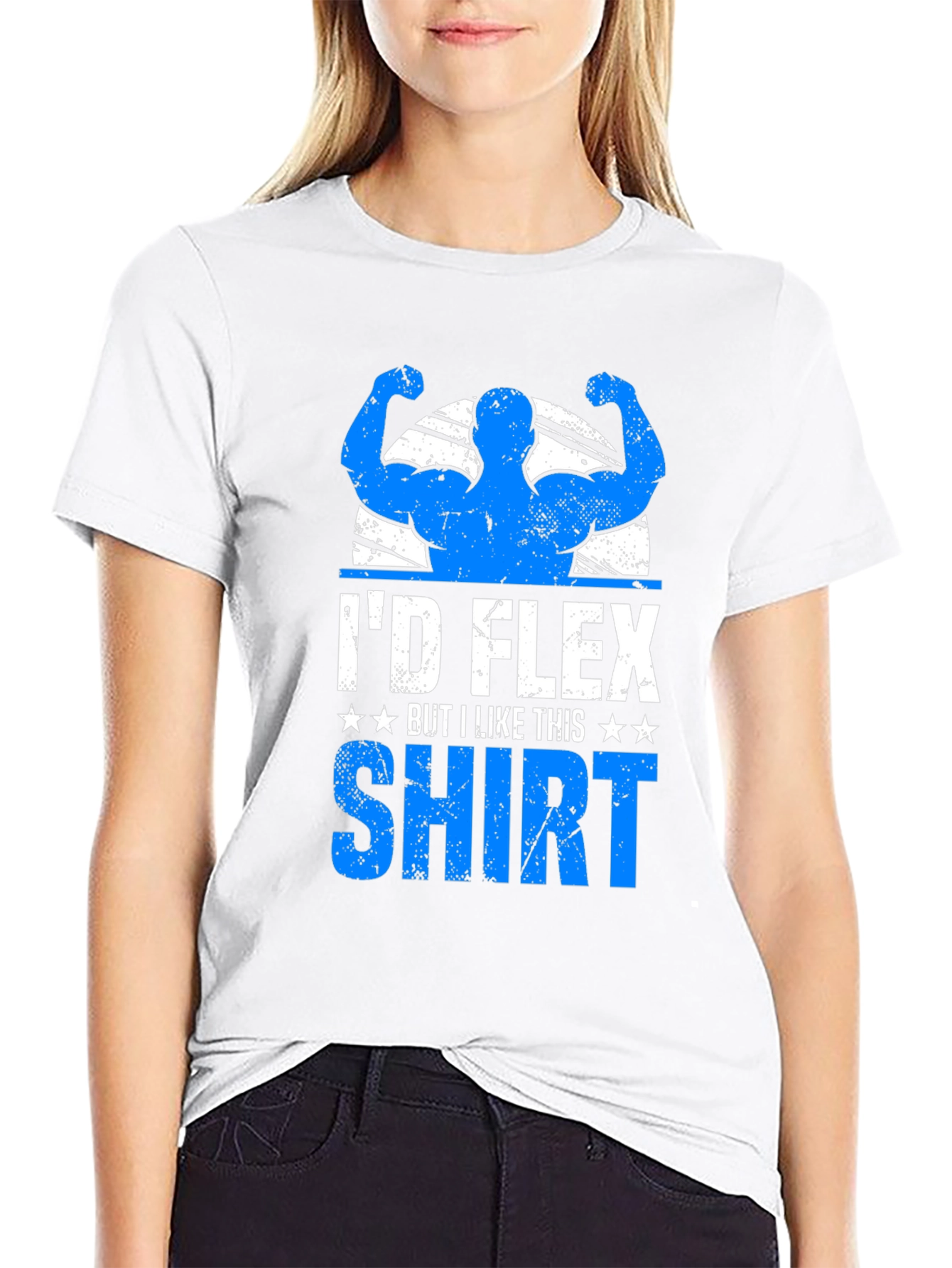 Black I'd Flex But I Like This Shirt - Novelty Graphic Tee view 9