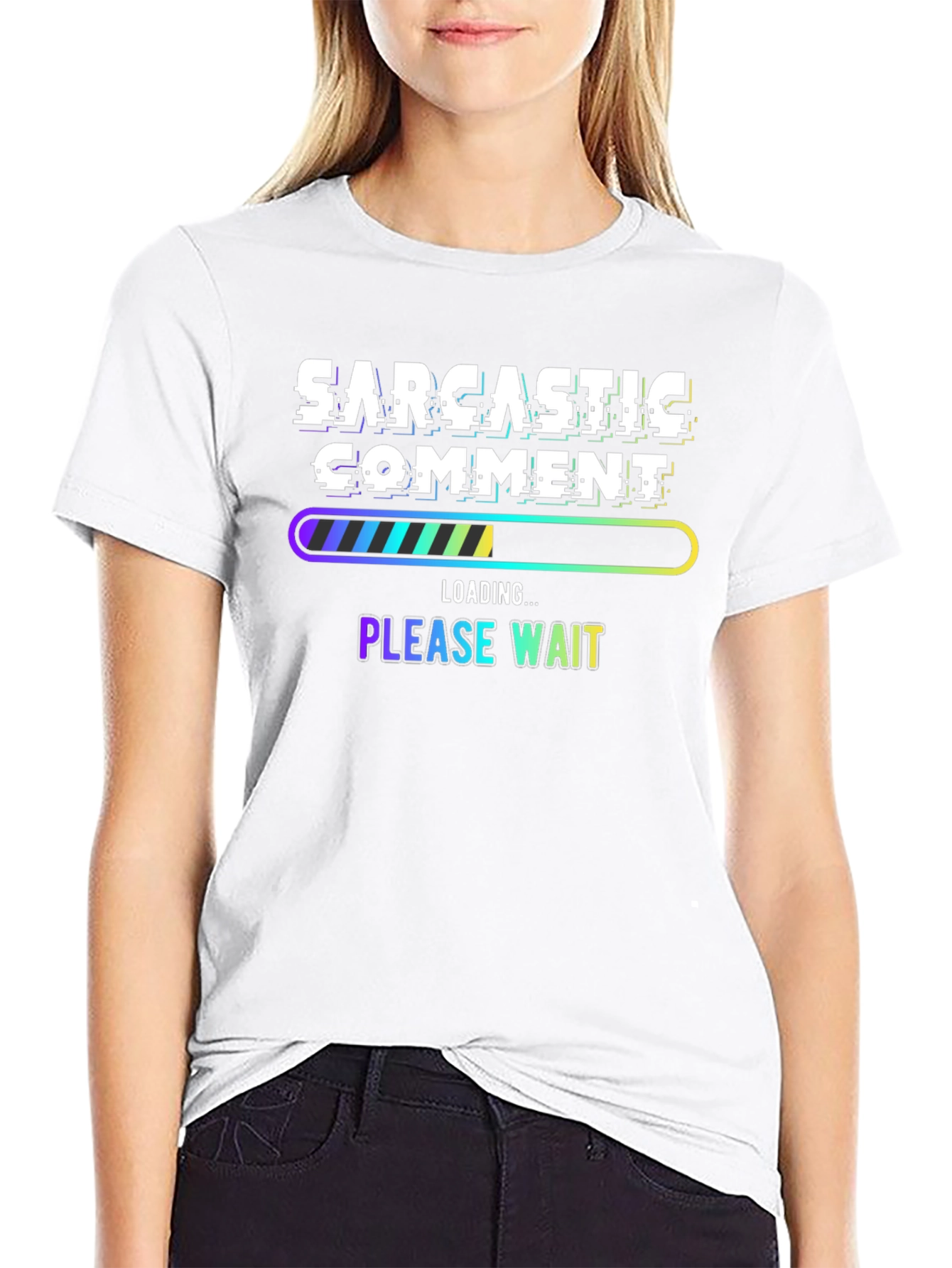 Black Sarcastic Comment Loading Funny T-Shirt view 9