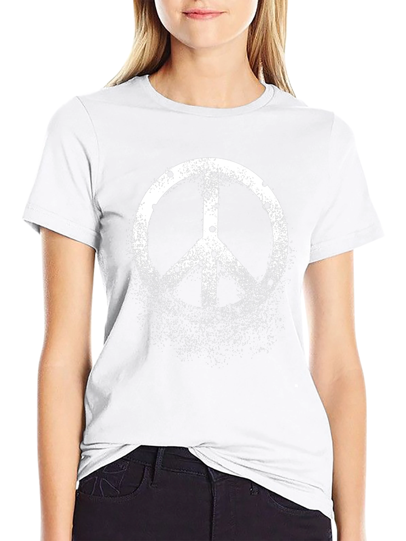 Black Vintage Peace Sign Graphic T-Shirt view 9