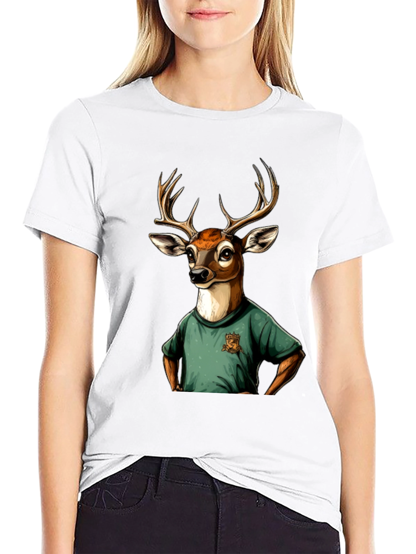 Black Deer T-Shirt - Novelty Animal Graphic Tee view 9