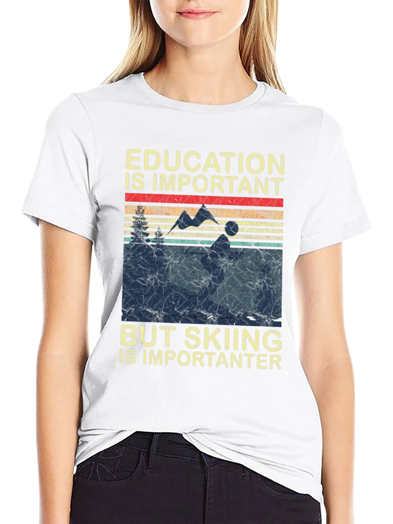 Black Skiing is Importanter T-Shirt view 9