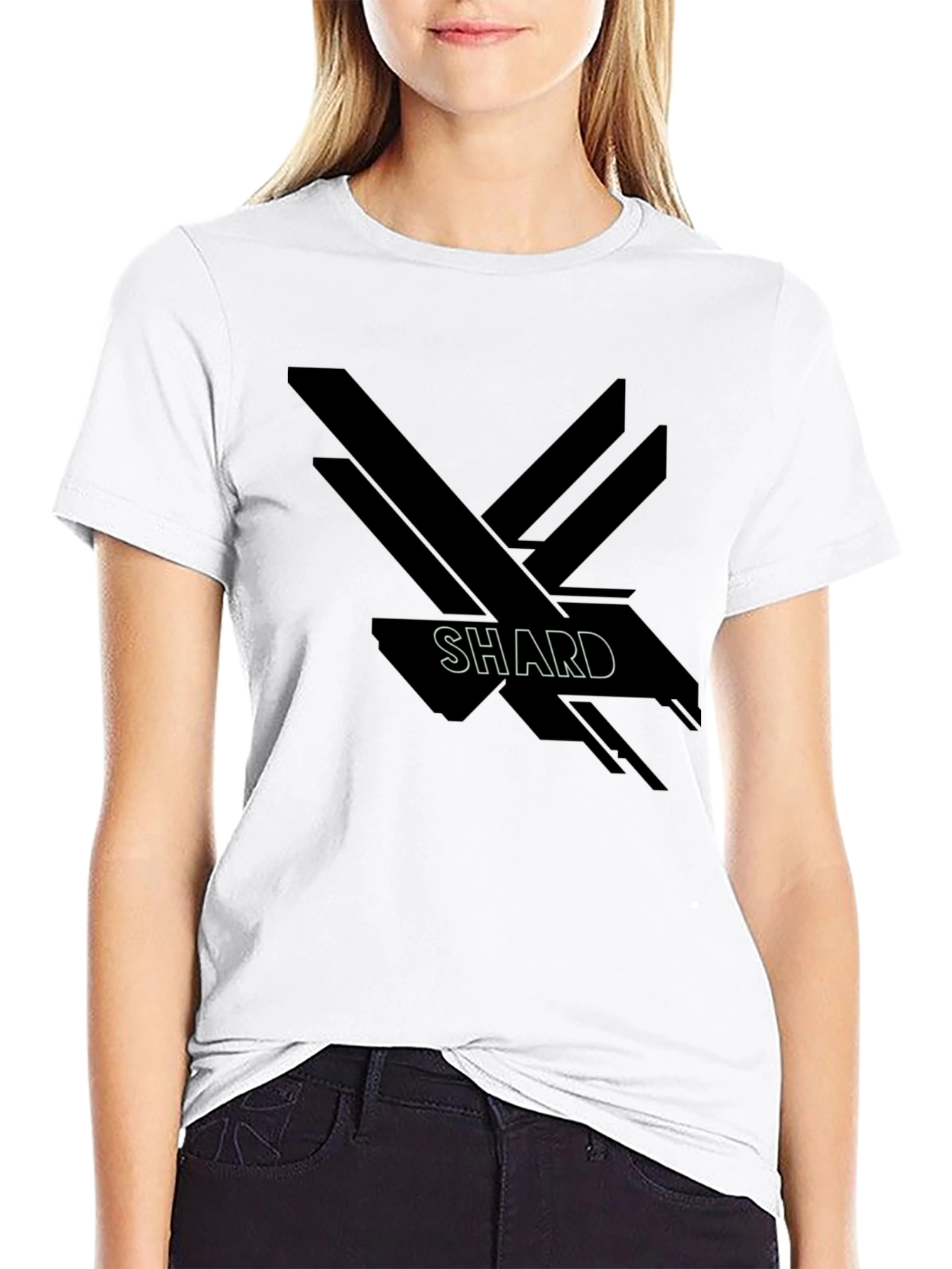 Black Abstract Shard Design Black Graphic T-Shirt view 9