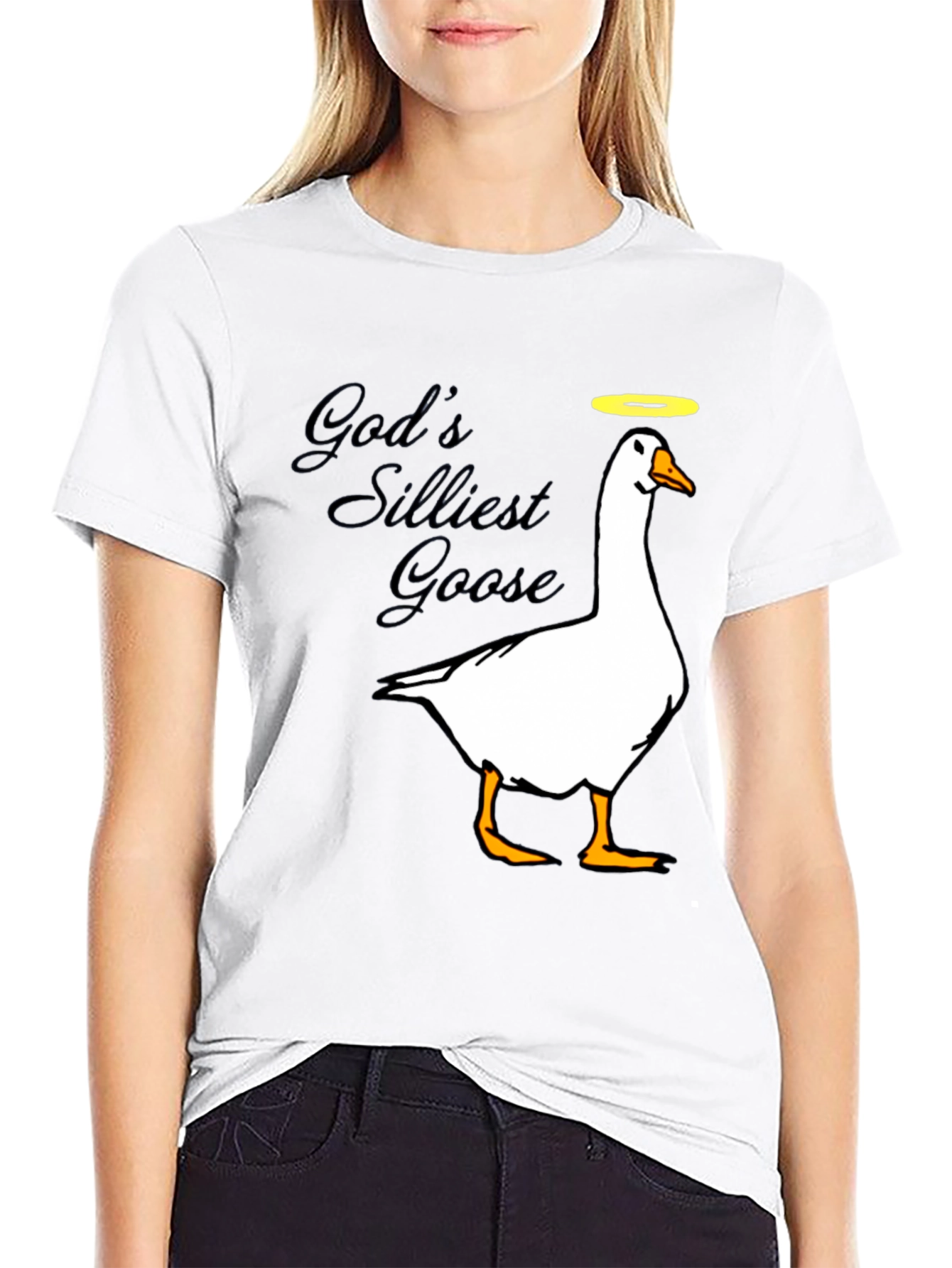 Black God's Silliest Goose Black Graphic T-Shirt view 9
