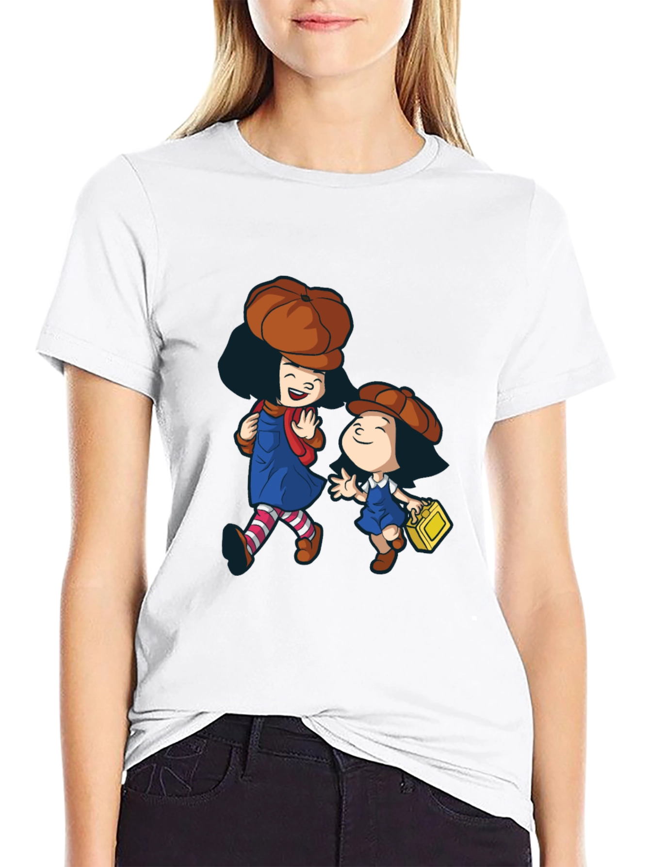 Black Cartoon Character Graphic Print Black T-Shirt view 9