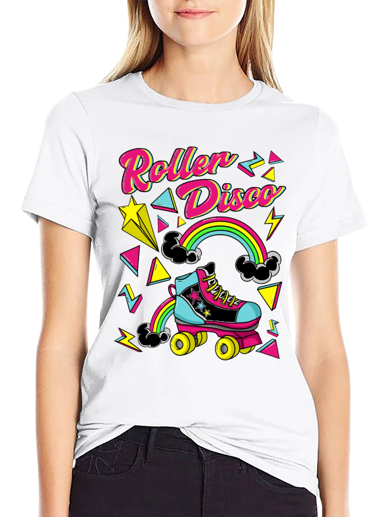 Black Retro Roller Disco T-Shirt - 80s Style view 9