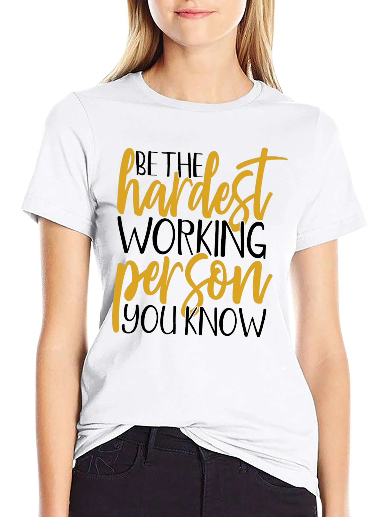 Black Motivational Hardest Working Person T-Shirt view 9