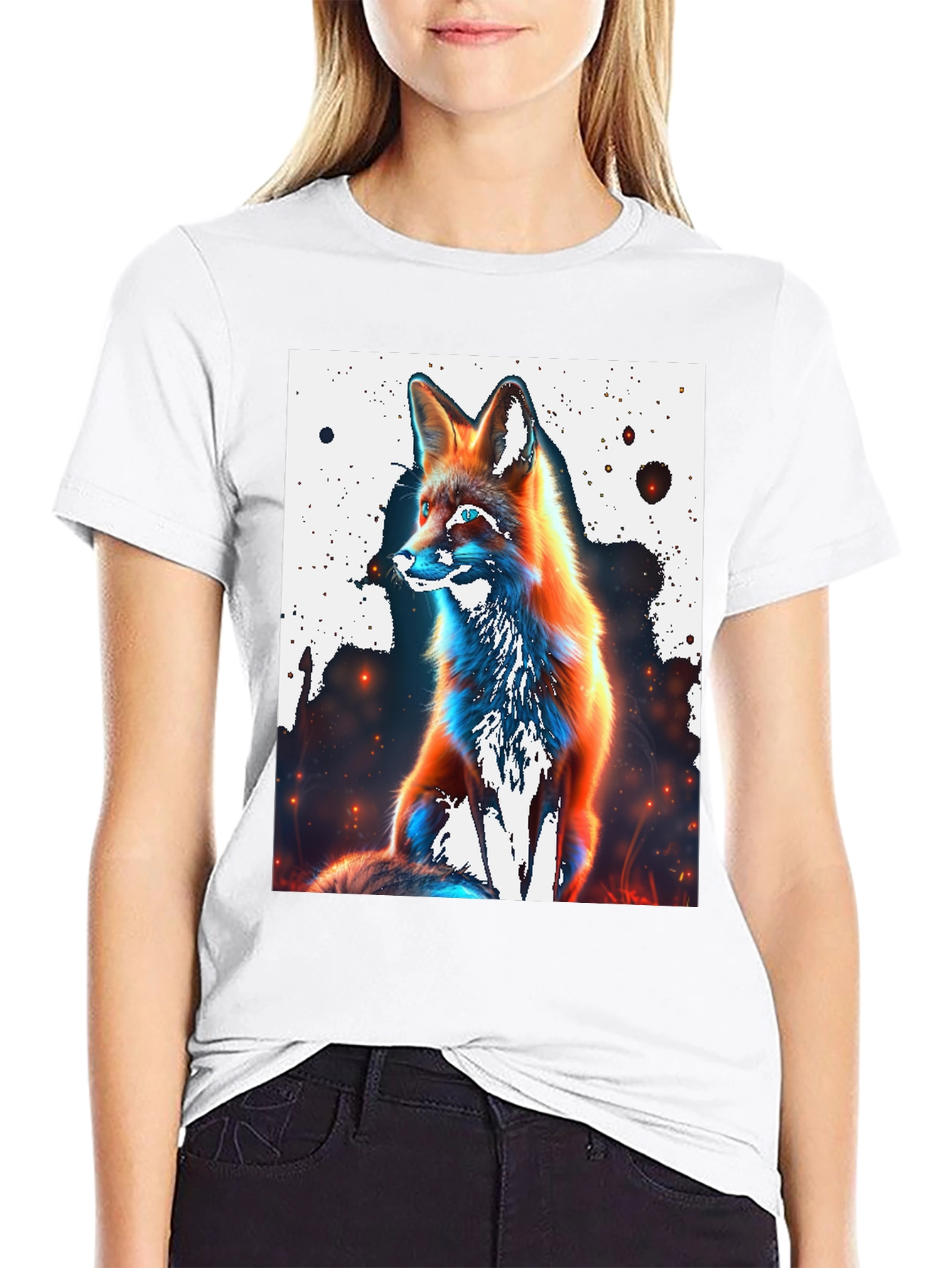Black Cool Fox Graphic Tee - Stylish Men's Black T-Shirt view 9