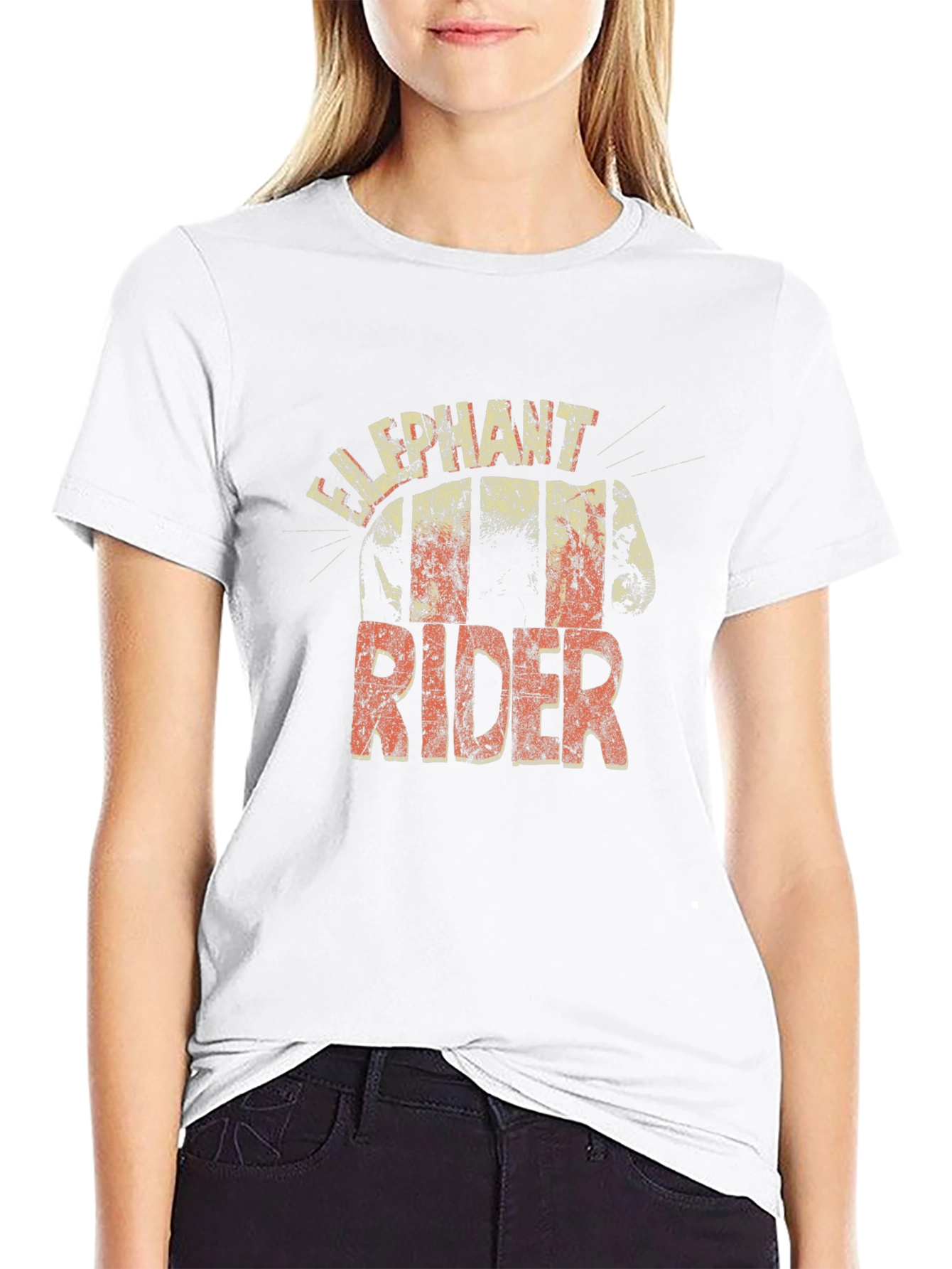 Black Elephant Rider Graphic Tee - Unique Distressed Design view 9