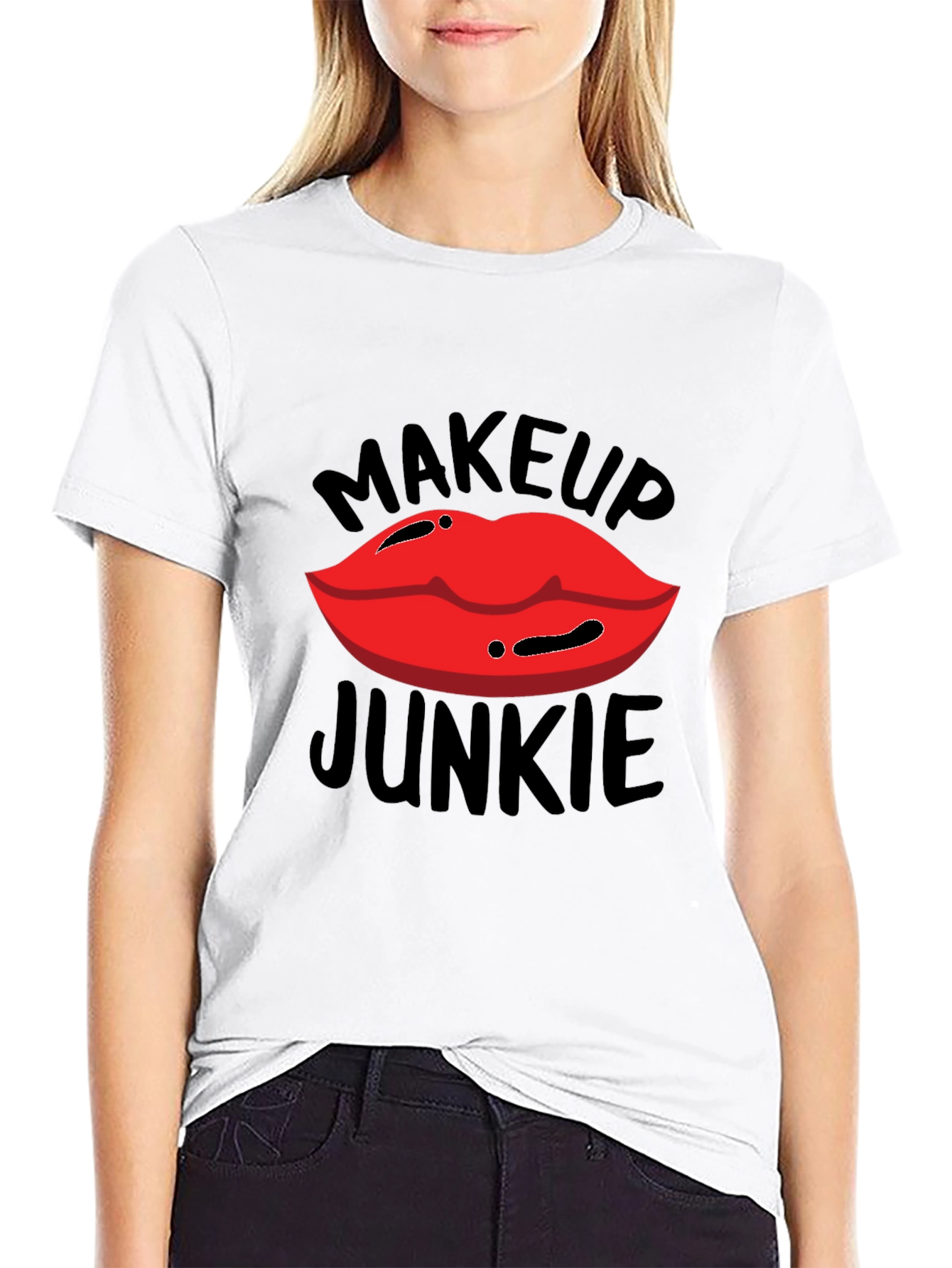 Black Makeup Junkie Graphic T-Shirt view 9