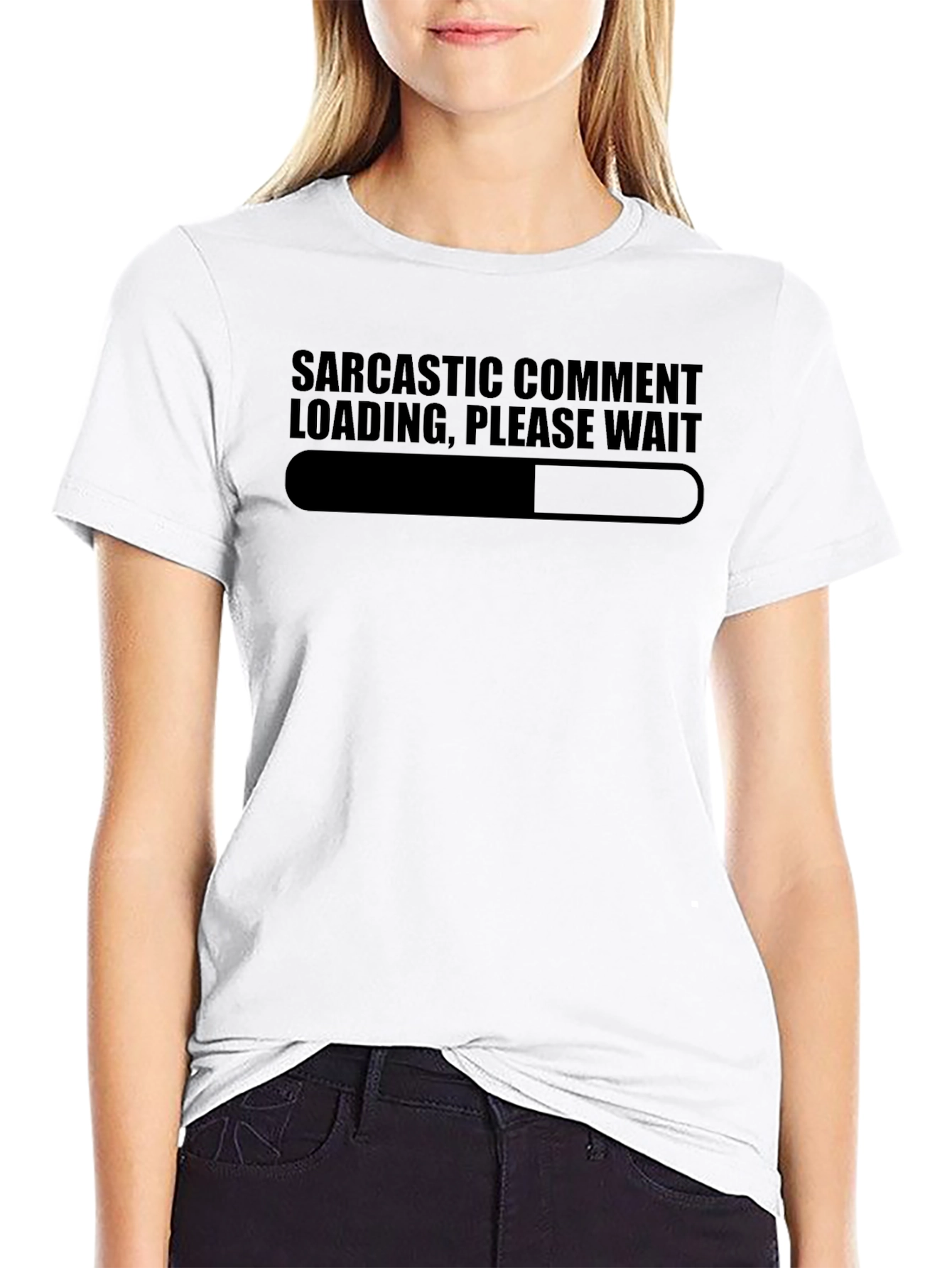 Black Sarcastic Comment Loading Graphic Tee view 9
