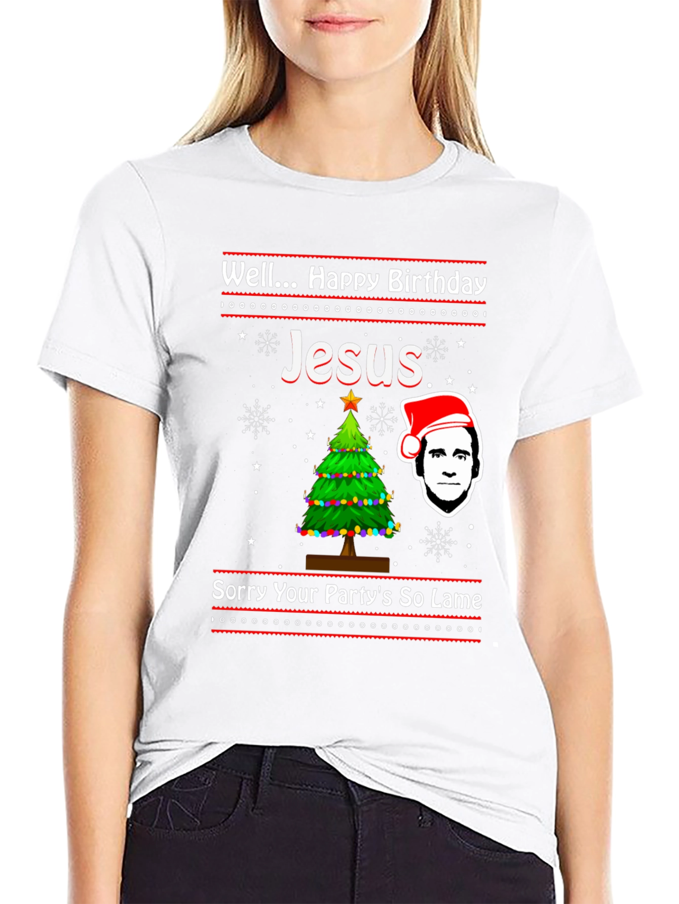 Black Well Happy Birthday Jesus Funny Christmas T-Shirt view 9