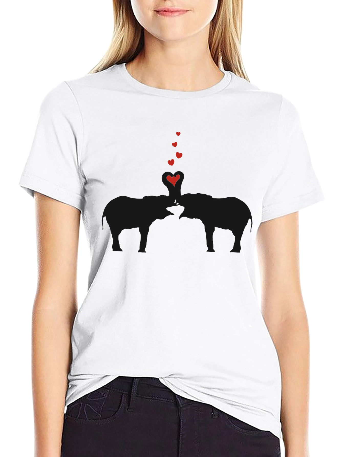 Black Elephant Love Tee - Soft Black Cotton Graphic T-Shirt view 9